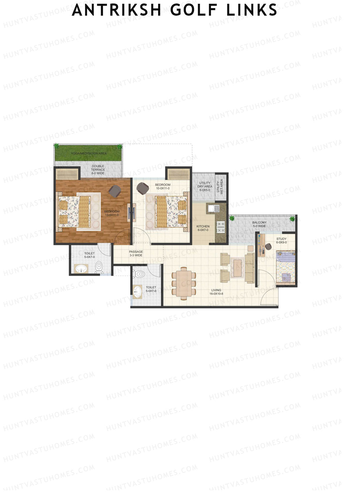 Antriksh Golf Links Block E Unit 4 (Type C) Floor Plan