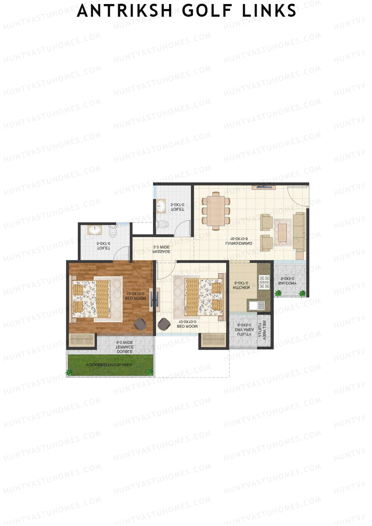 Antriksh Golf Links Block F Unit 3 (Type B) Floor Plan