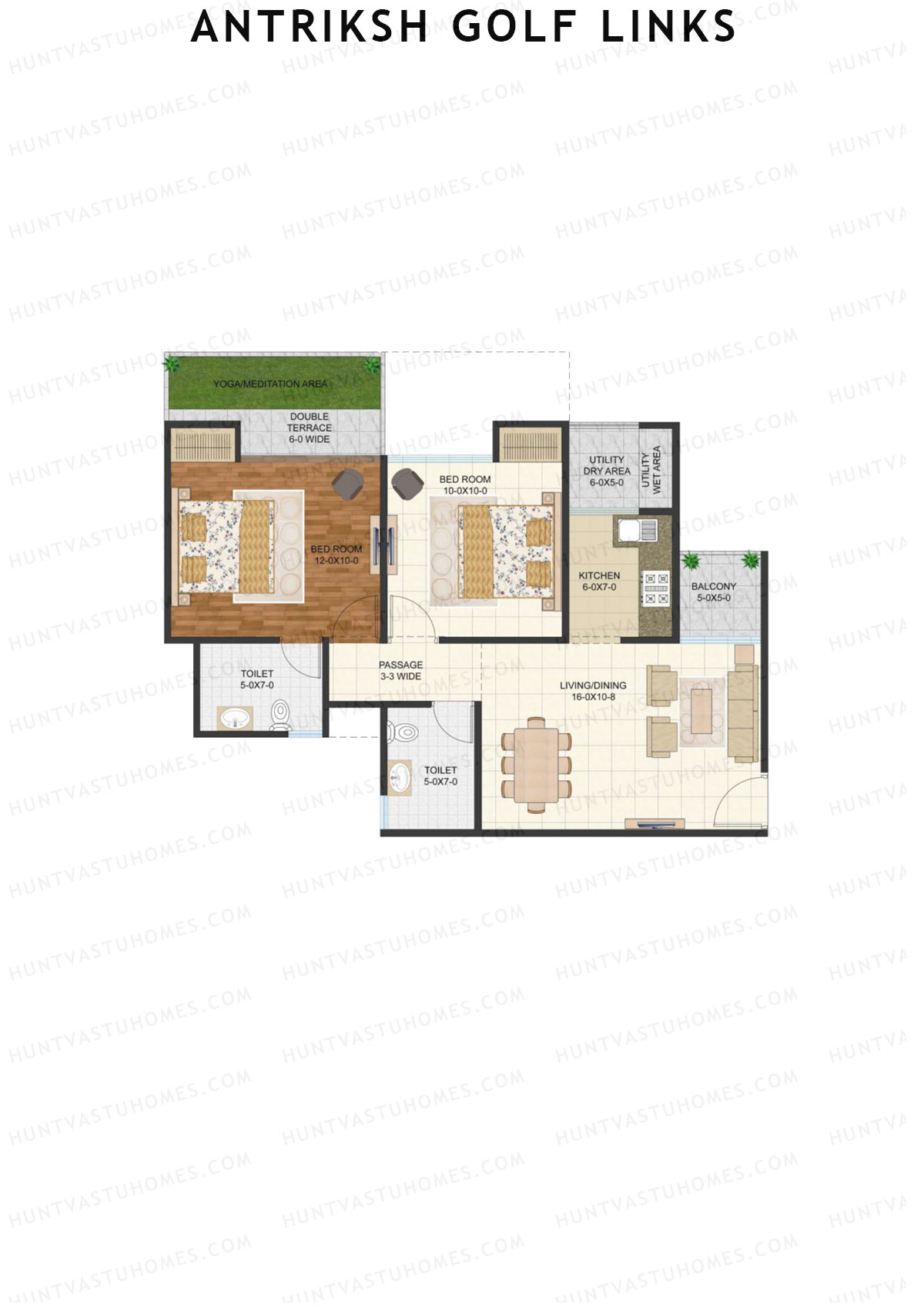 Antriksh Golf Links Block G Unit 4 (Type B) Floor Plan