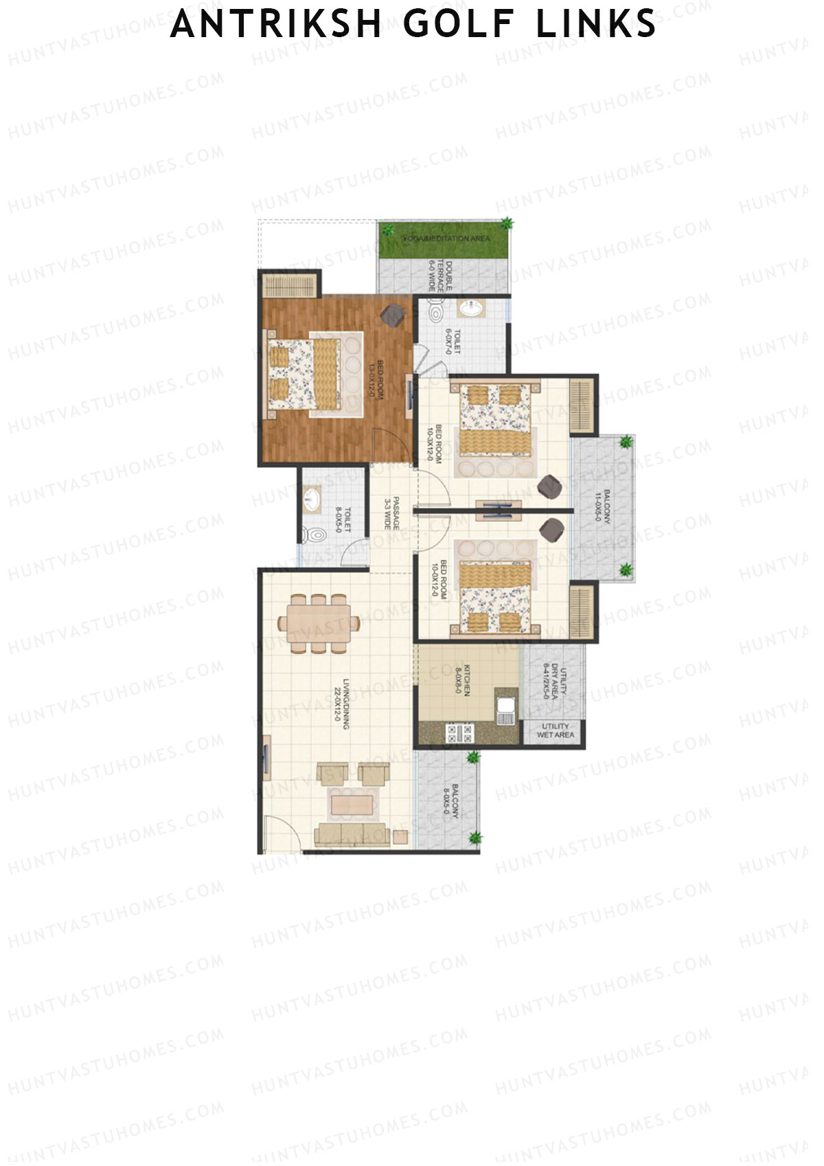 Antriksh Golf Links Block G Unit 6 (Type E) Floor Plan