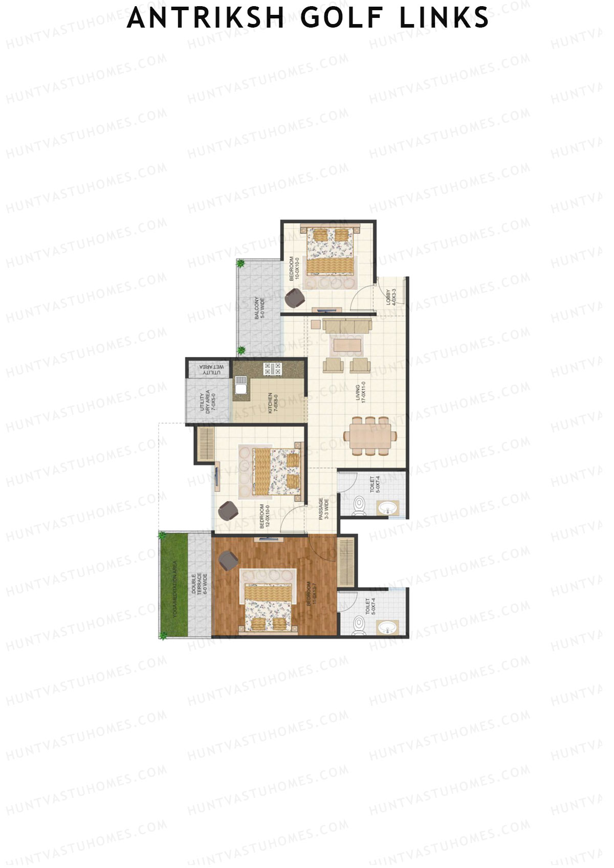 Antriksh Golf Links Block H Unit 4 (Type D) Floor Plan