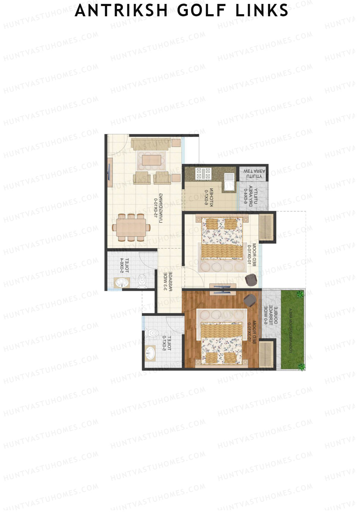 Antriksh Golf Links Block J Unit 3 (Type A) Floor Plan