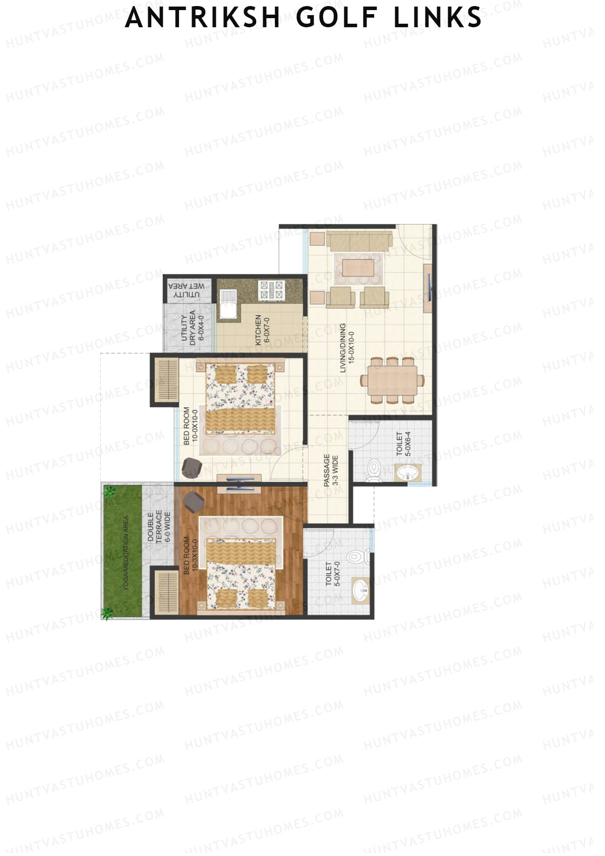 Antriksh Golf Links Block J Unit 4 (Type A) Floor Plan