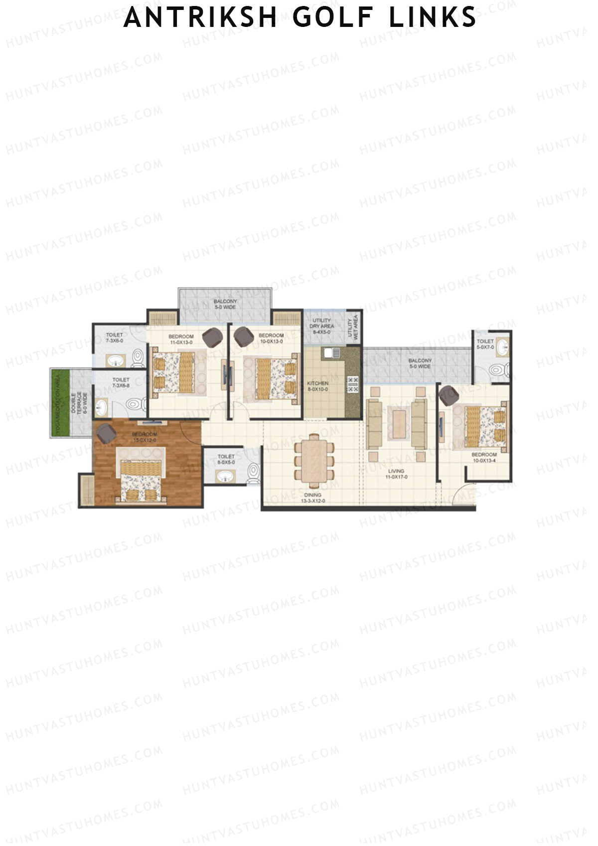 Antriksh Golf Links Block J Unit 6 (Type G) Floor Plan