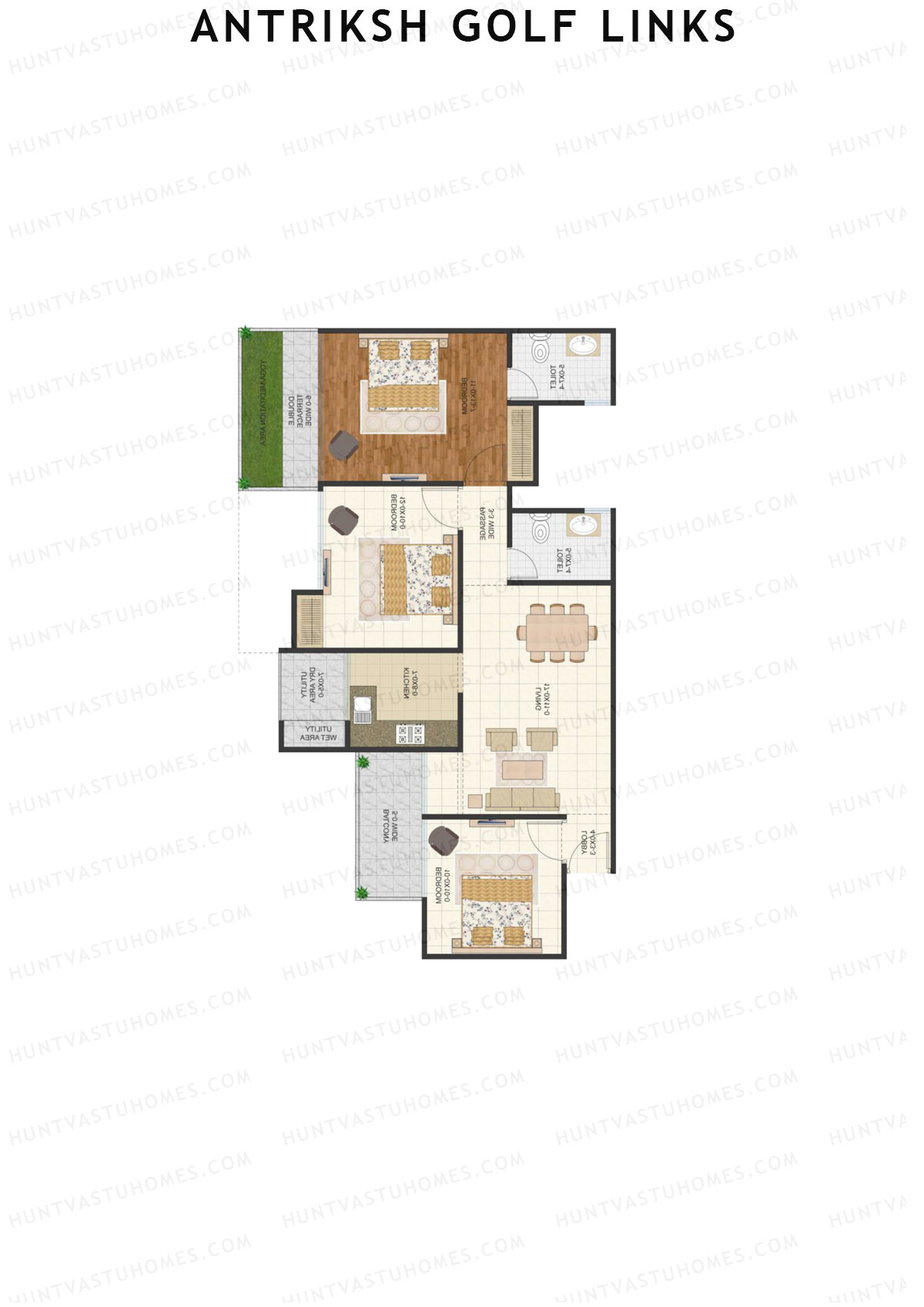 Antriksh Golf Links Block J Unit 7 (Type D) Floor Plan