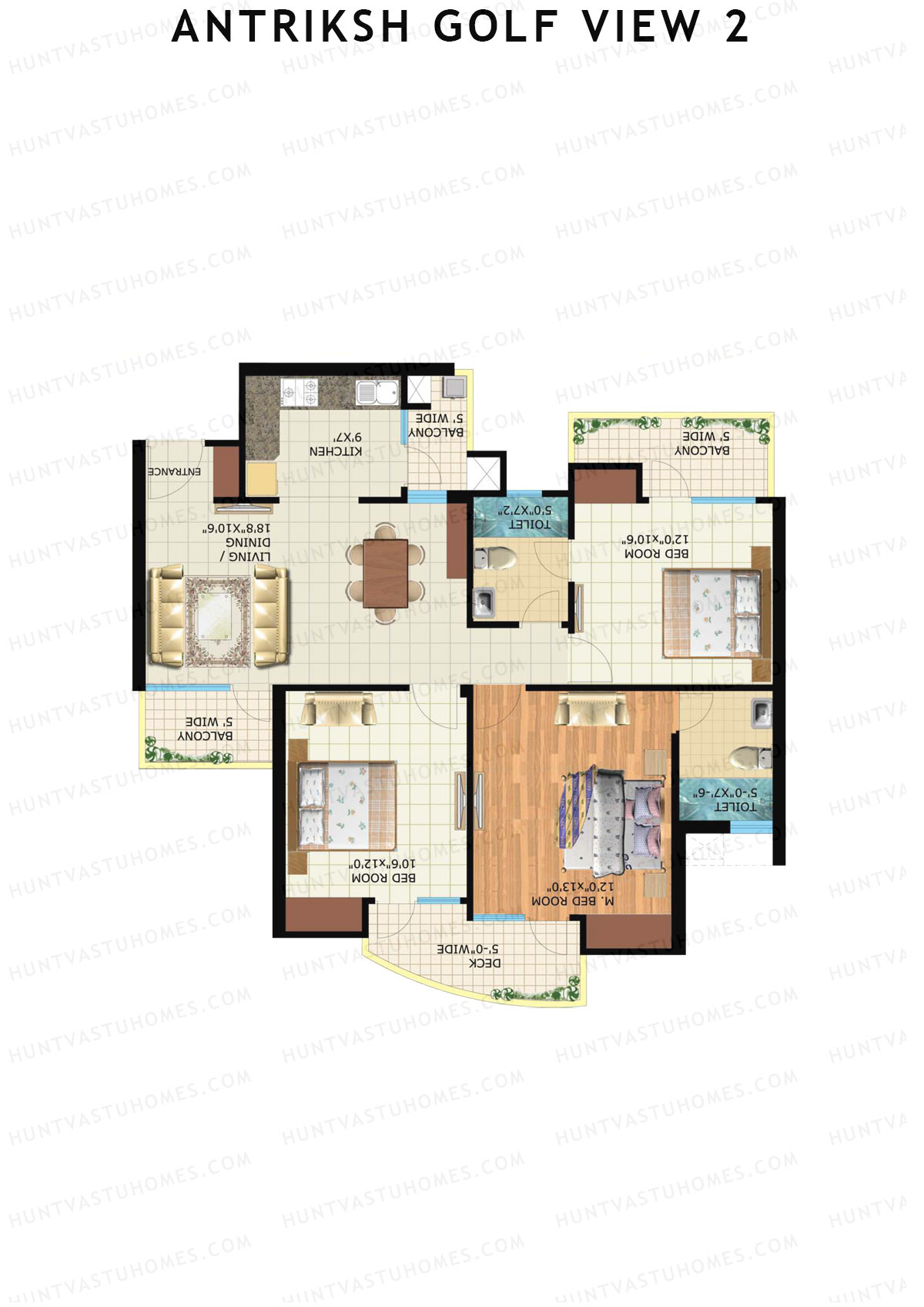 Antriksh Golf View 2 Tower H Unit 3 Floor Plan
