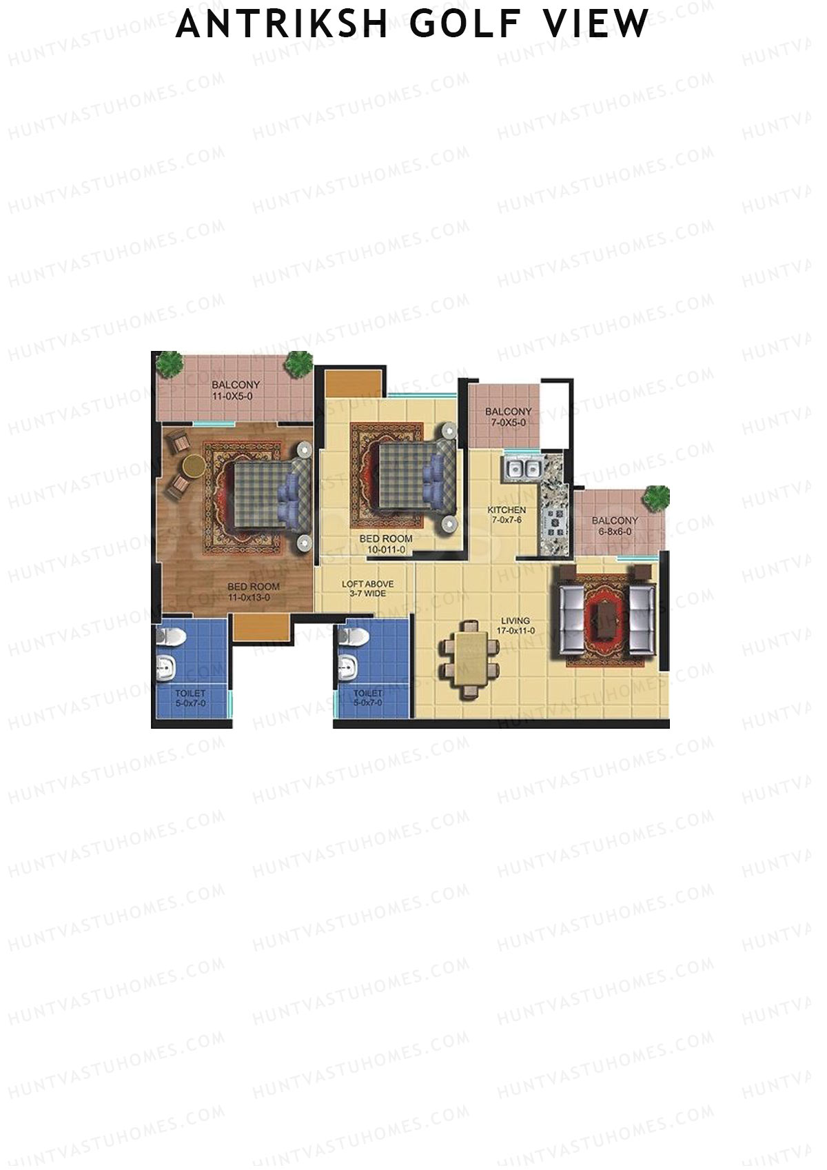 Antriksh Golf View Tower A Unit 2 Floor Plan