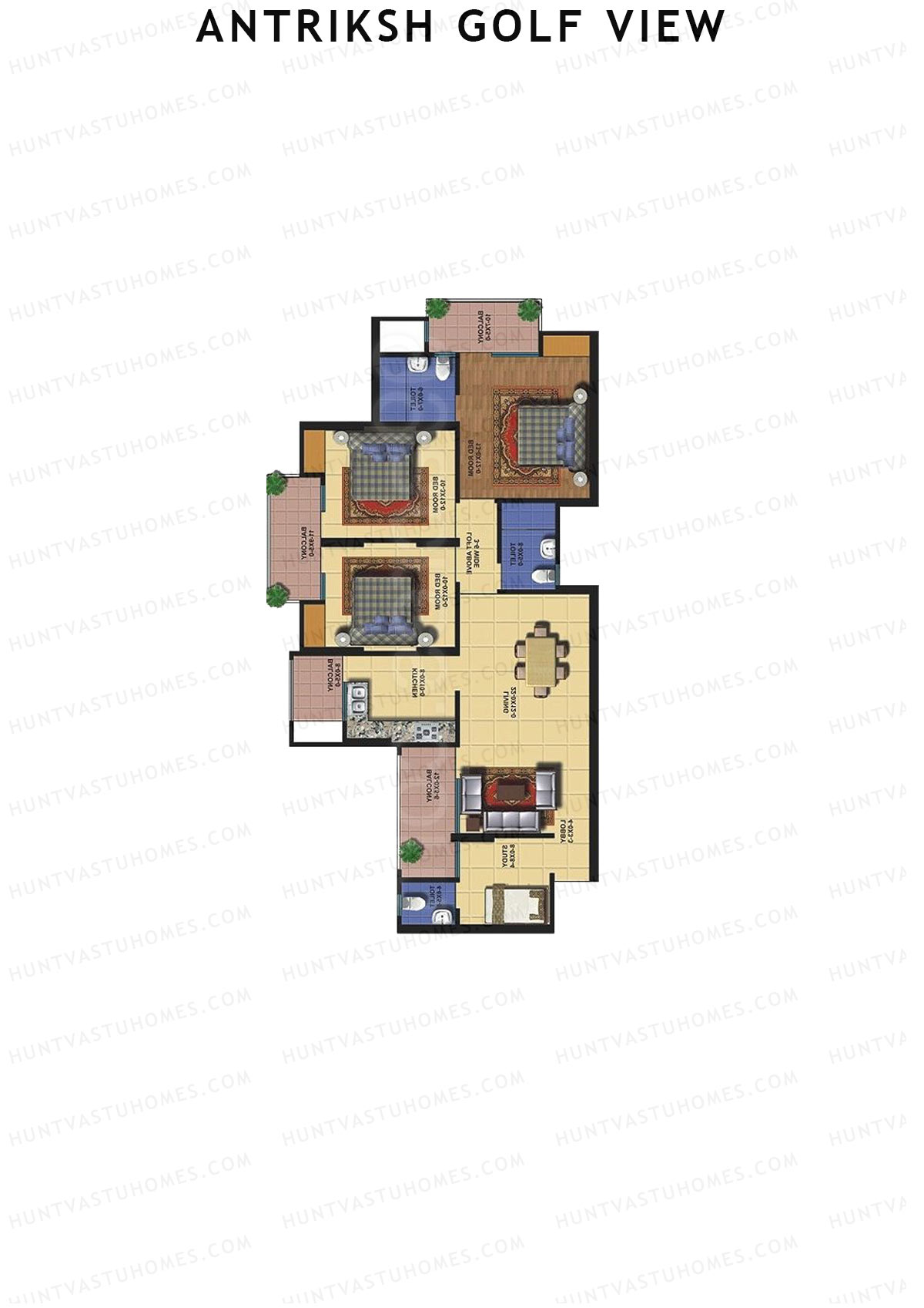 Antriksh Golf View Tower A Unit 3 Floor Plan