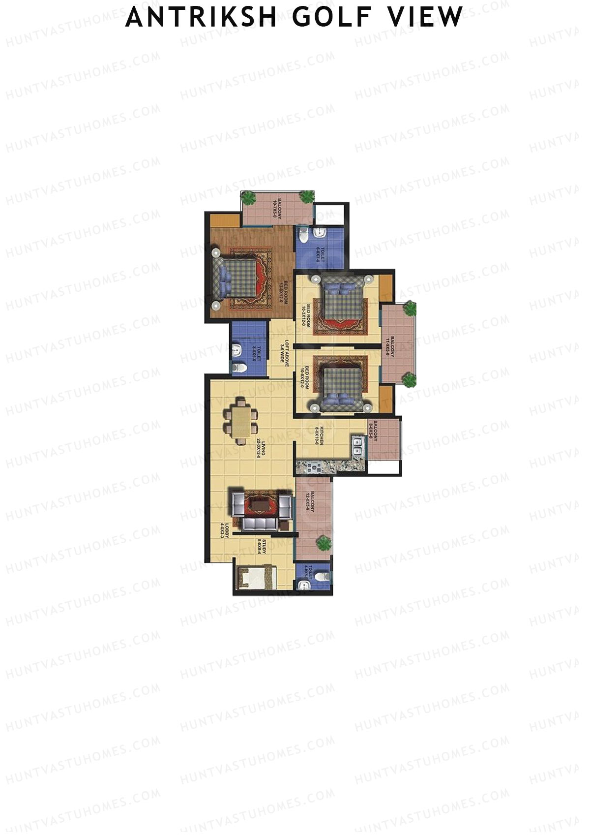 Antriksh Golf View Tower A Unit 4 Floor Plan