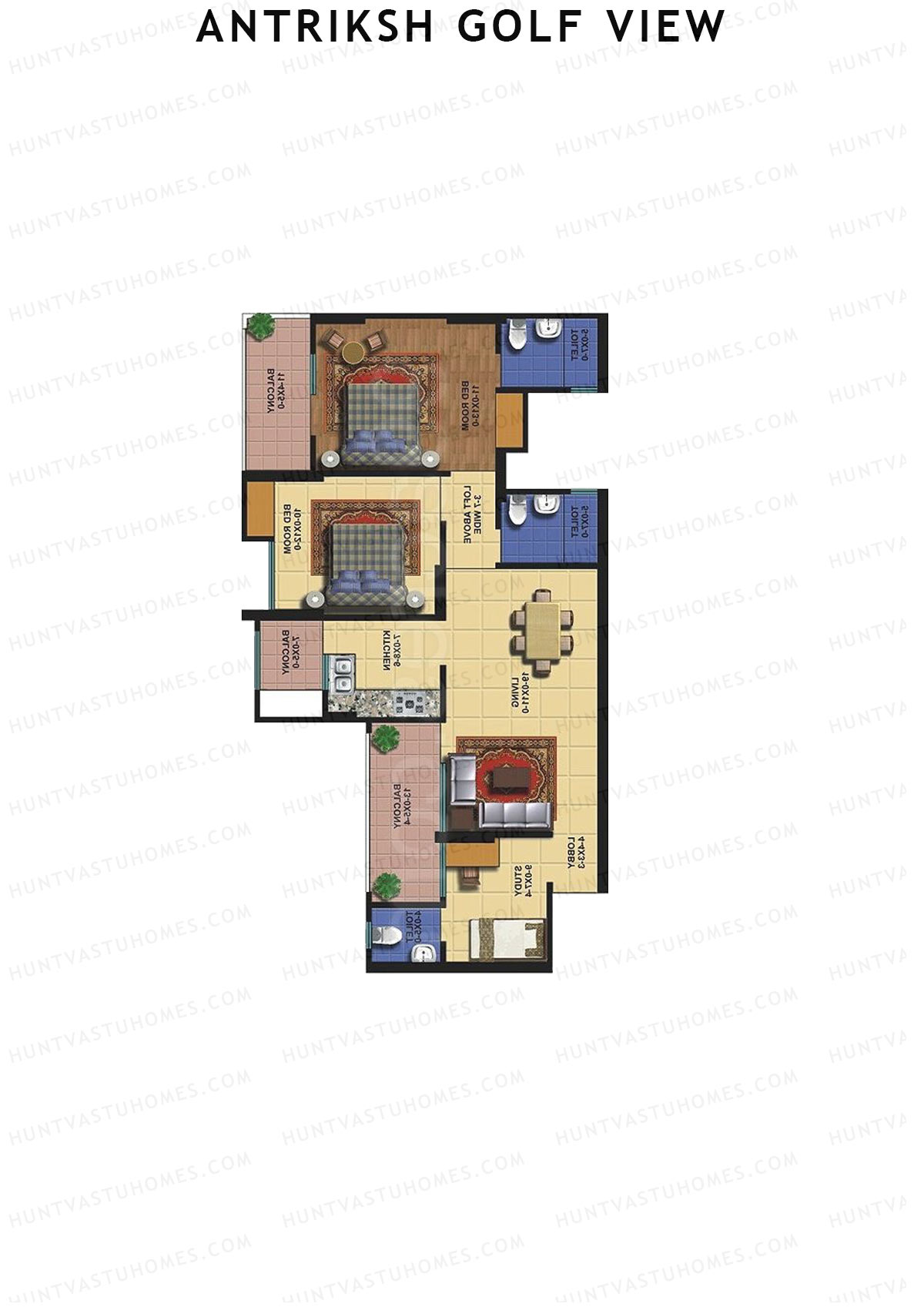 Antriksh Golf View Tower C Unit 1 Floor Plan