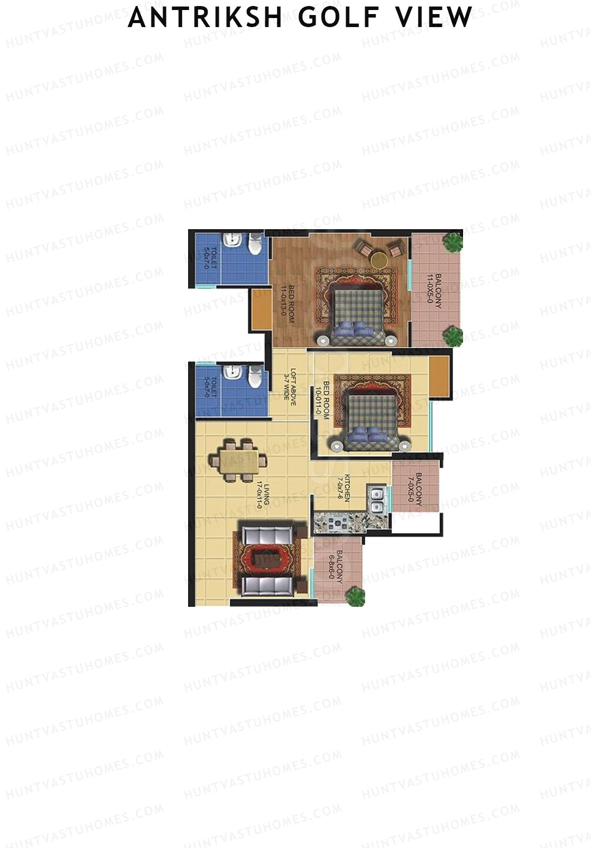 Antriksh Golf View Tower C Unit 2 Floor Plan