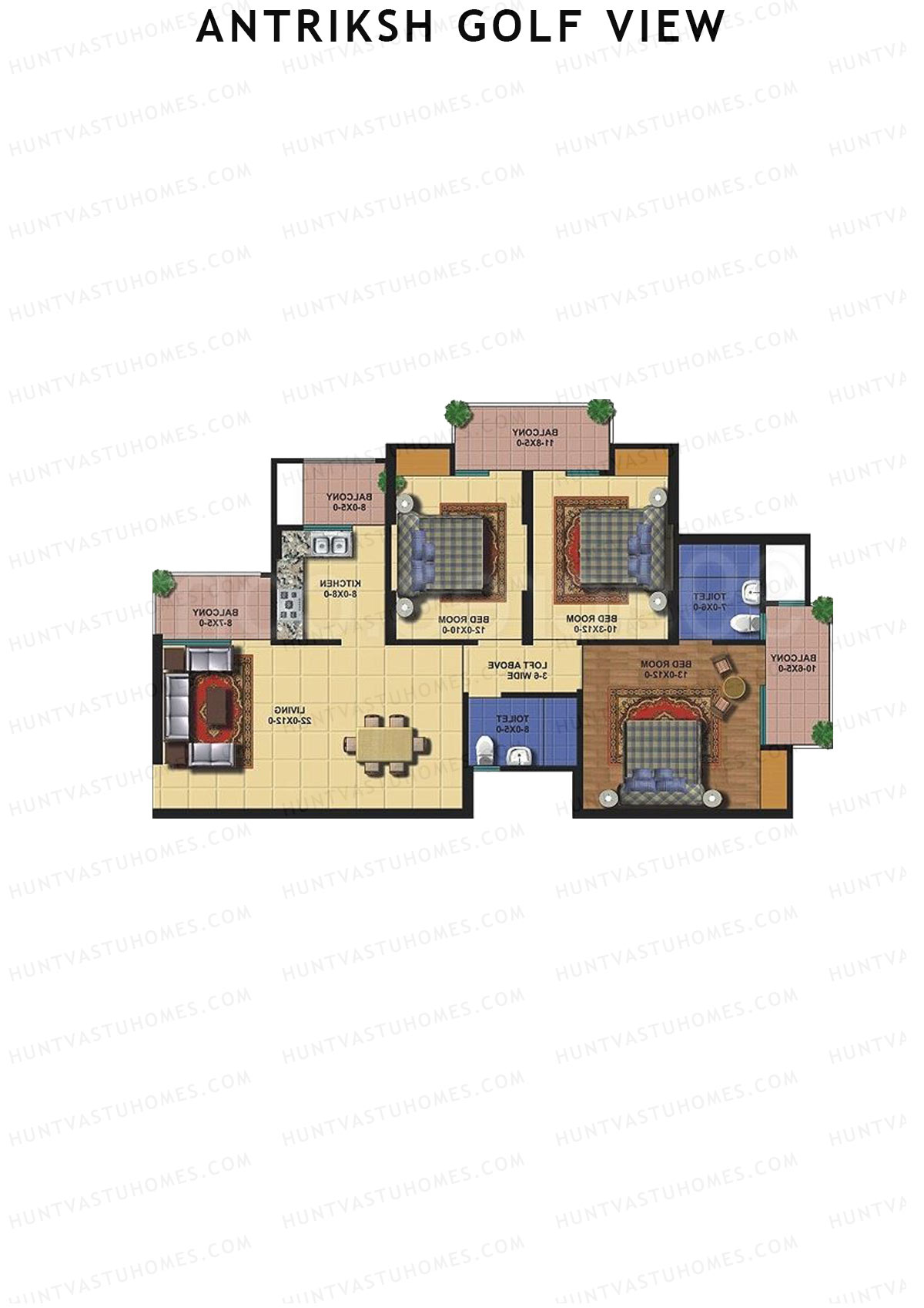 Antriksh Golf View Tower C Unit 3 Floor Plan