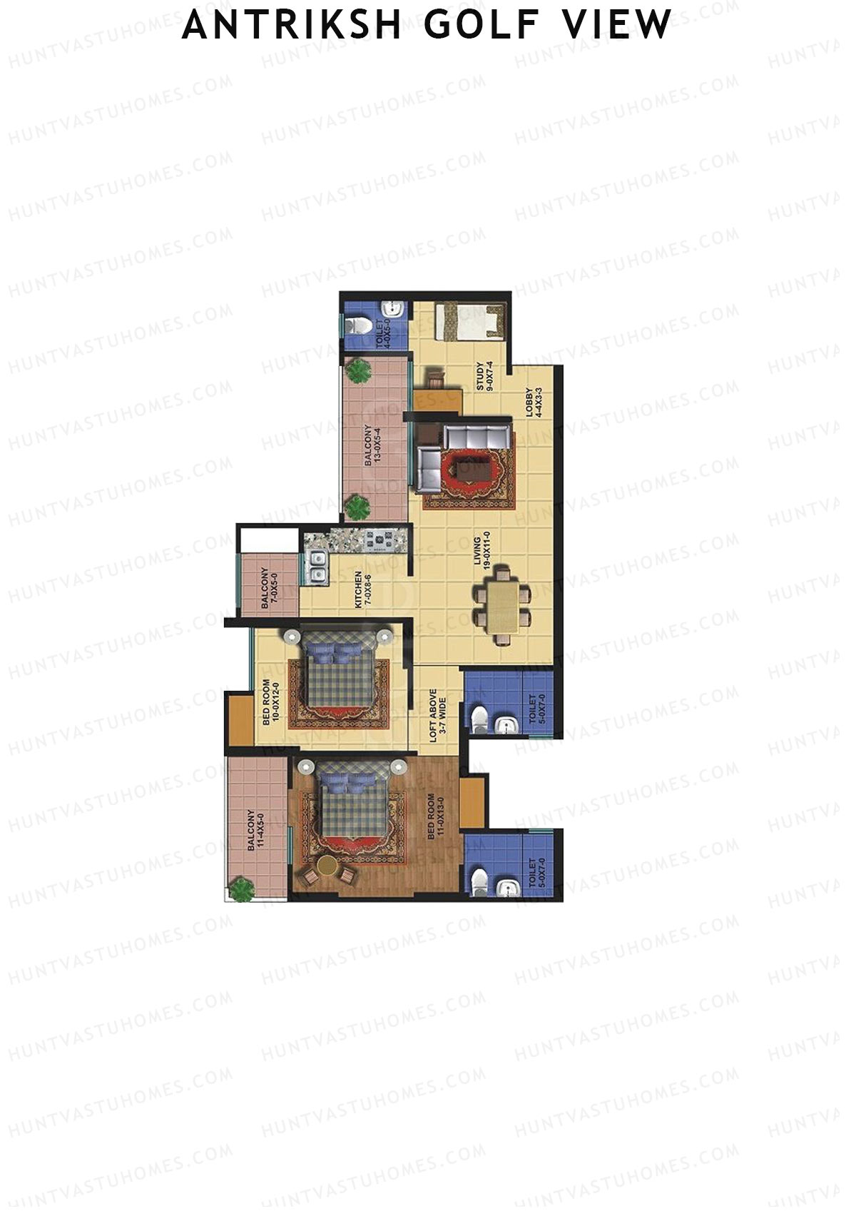 Antriksh Golf View Tower C Unit 6 Floor Plan