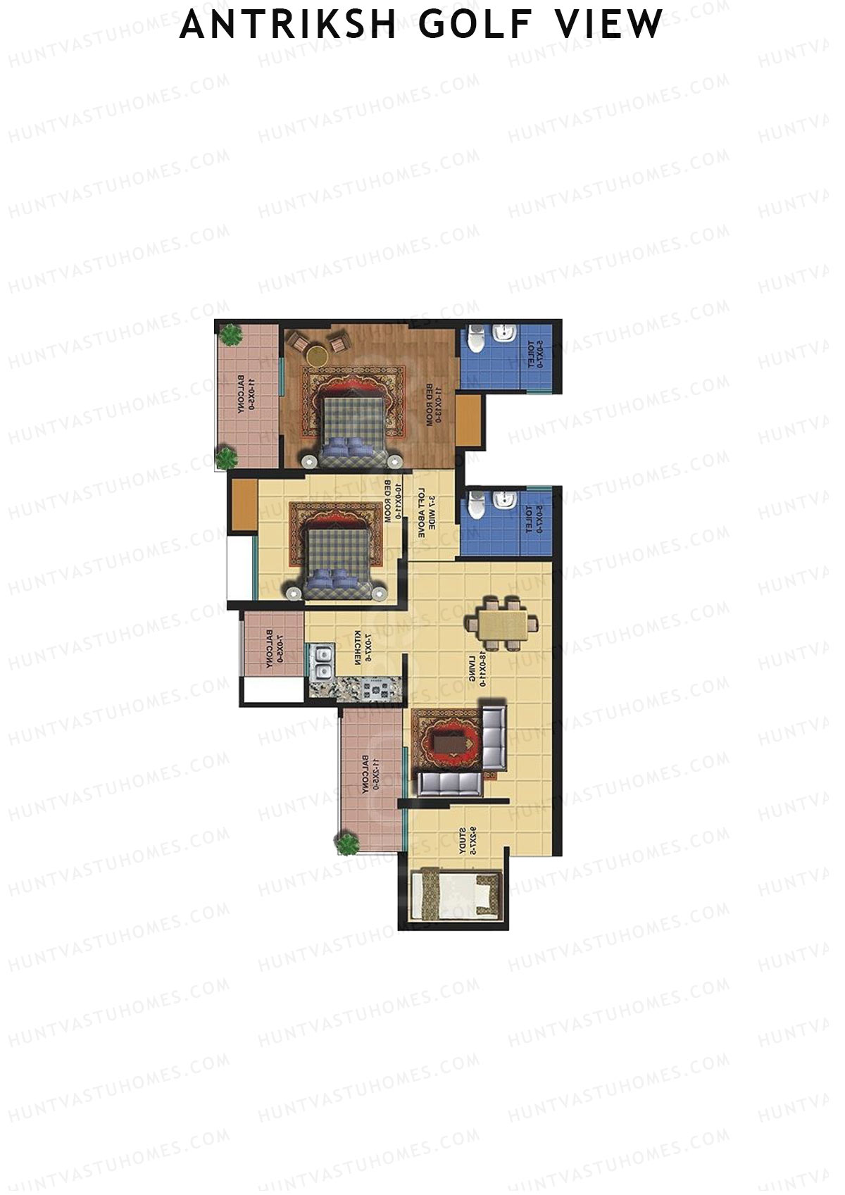 Antriksh Golf View Tower D Unit 1 Floor Plan