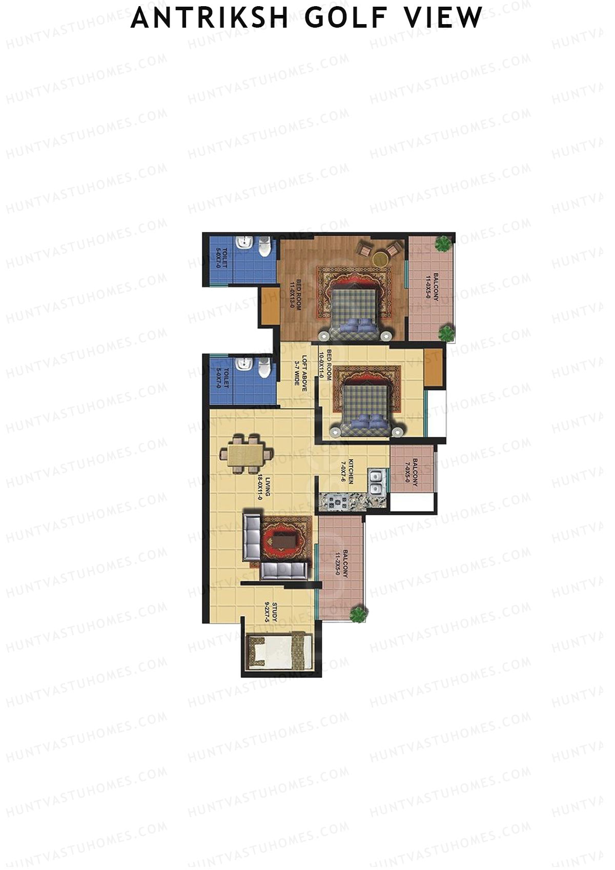 Antriksh Golf View Tower D Unit 2 Floor Plan