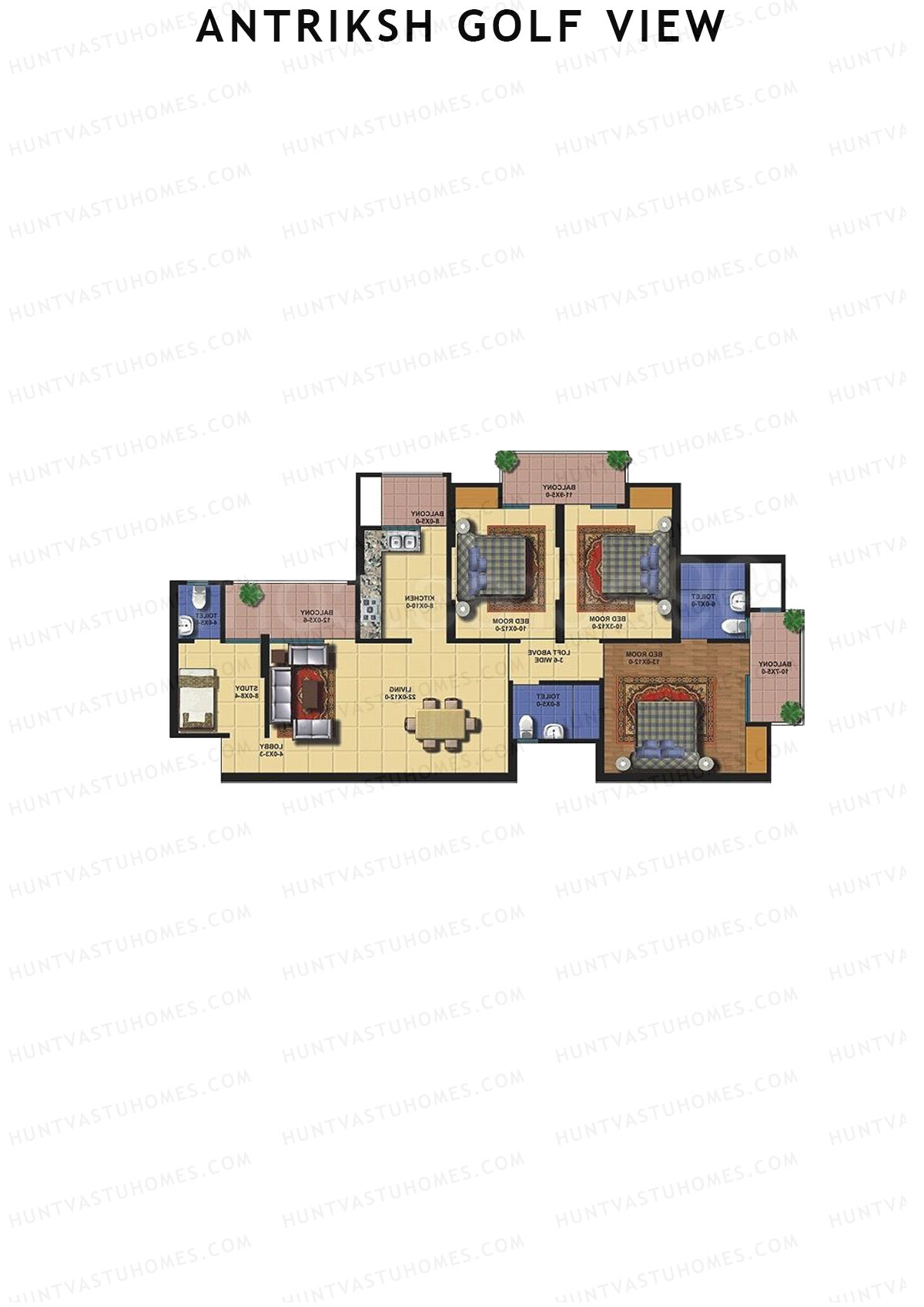 Antriksh Golf View Tower D Unit 3 Floor Plan