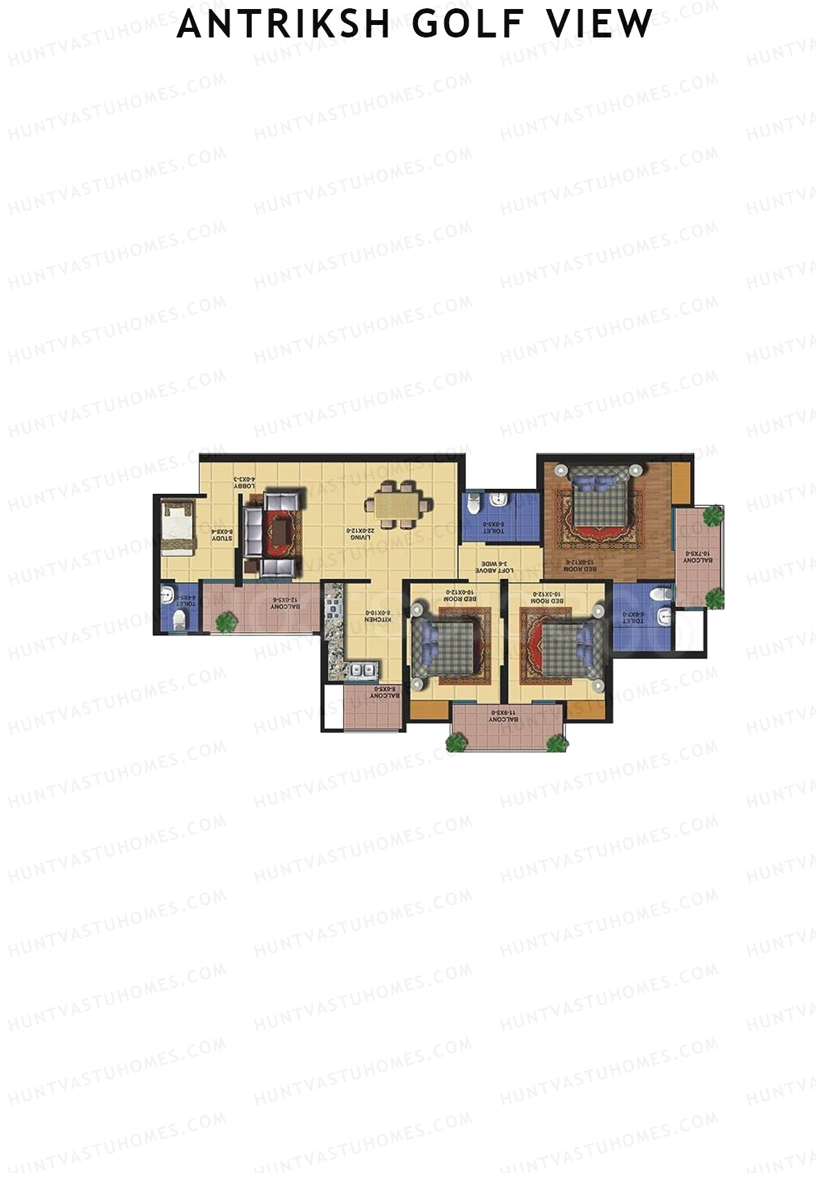 Antriksh Golf View Tower D Unit 4 Floor Plan