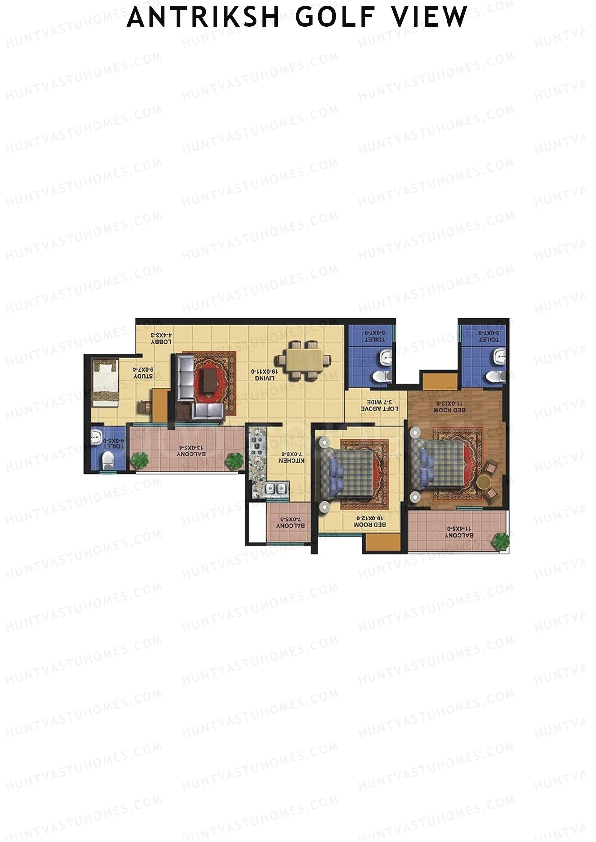 Antriksh Golf View Tower E Unit 2 Floor Plan