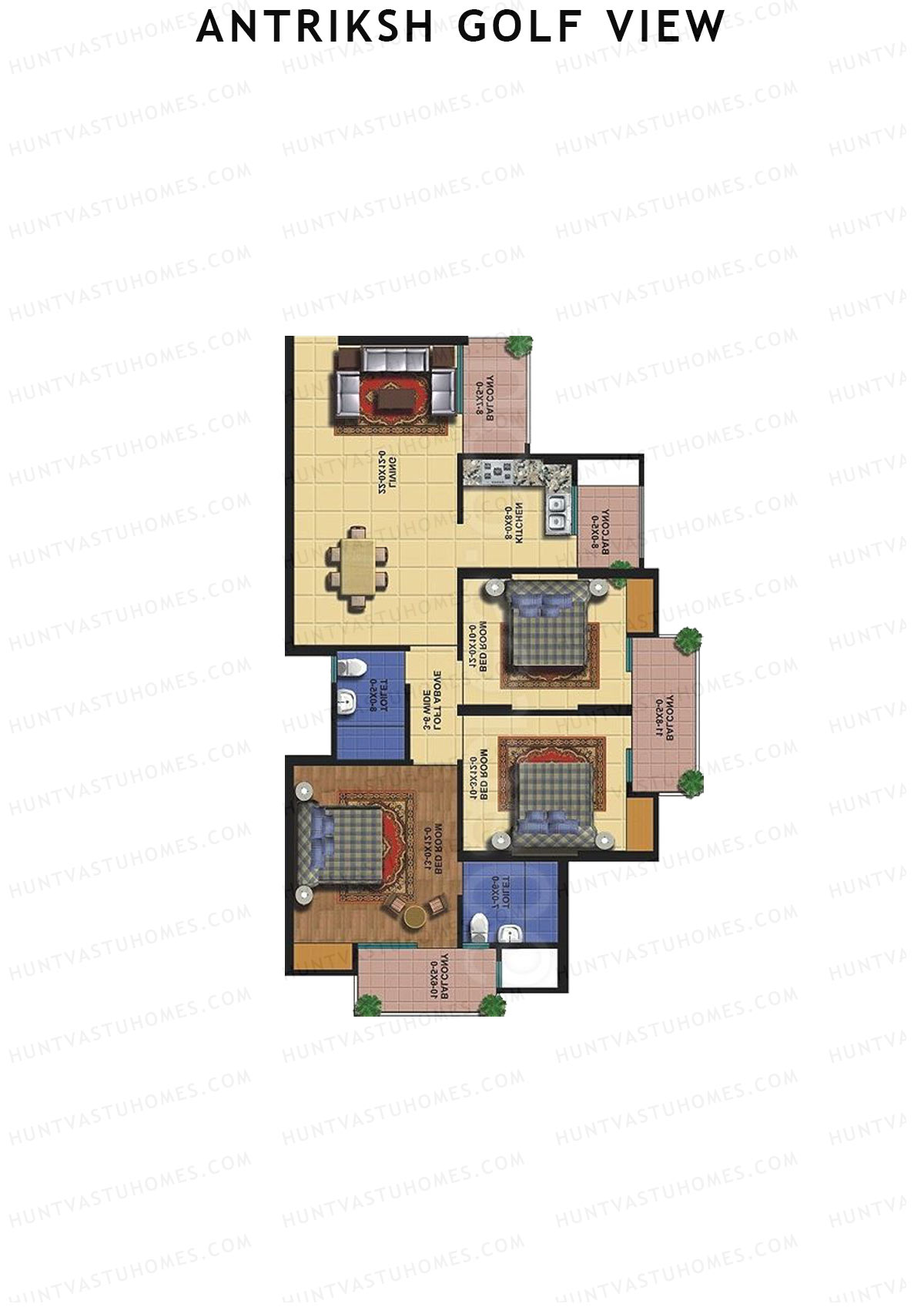 Antriksh Golf View Tower E Unit 3 Floor Plan