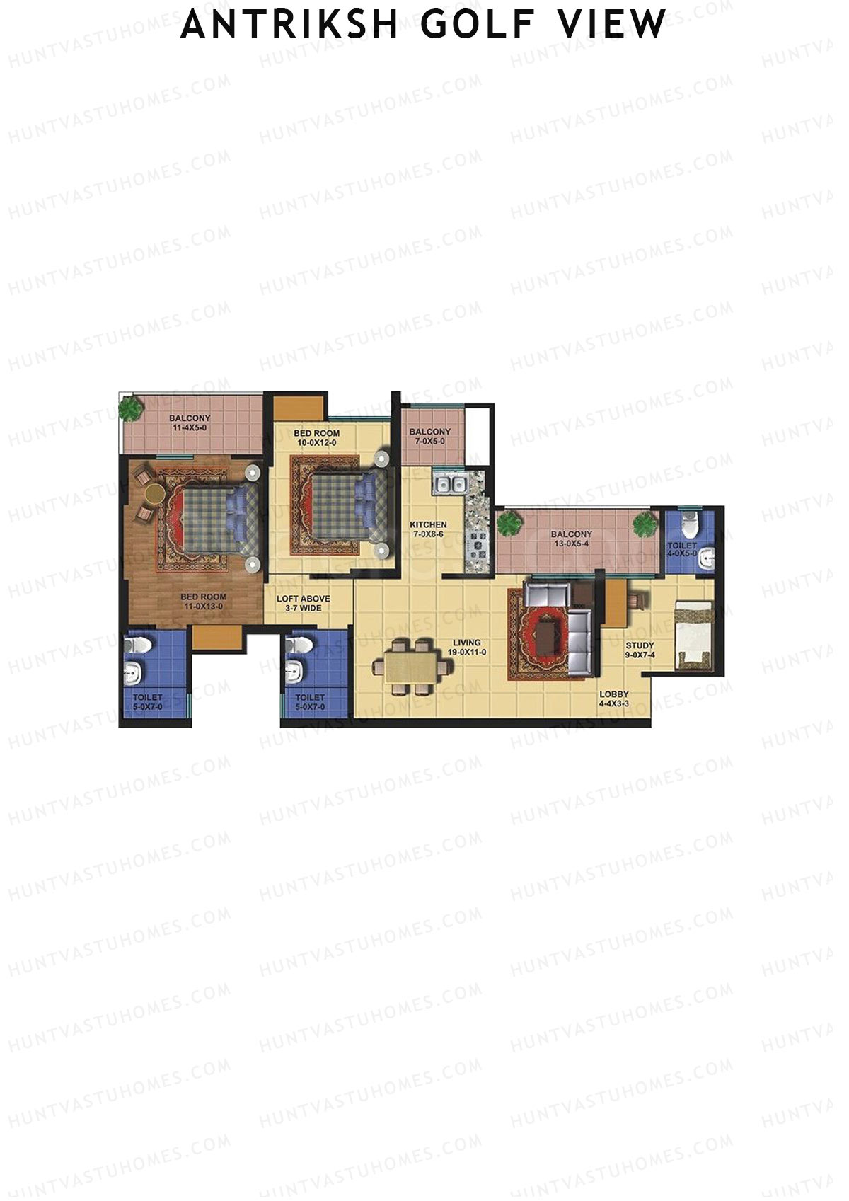 Antriksh Golf View Tower E Unit 6 Floor Plan