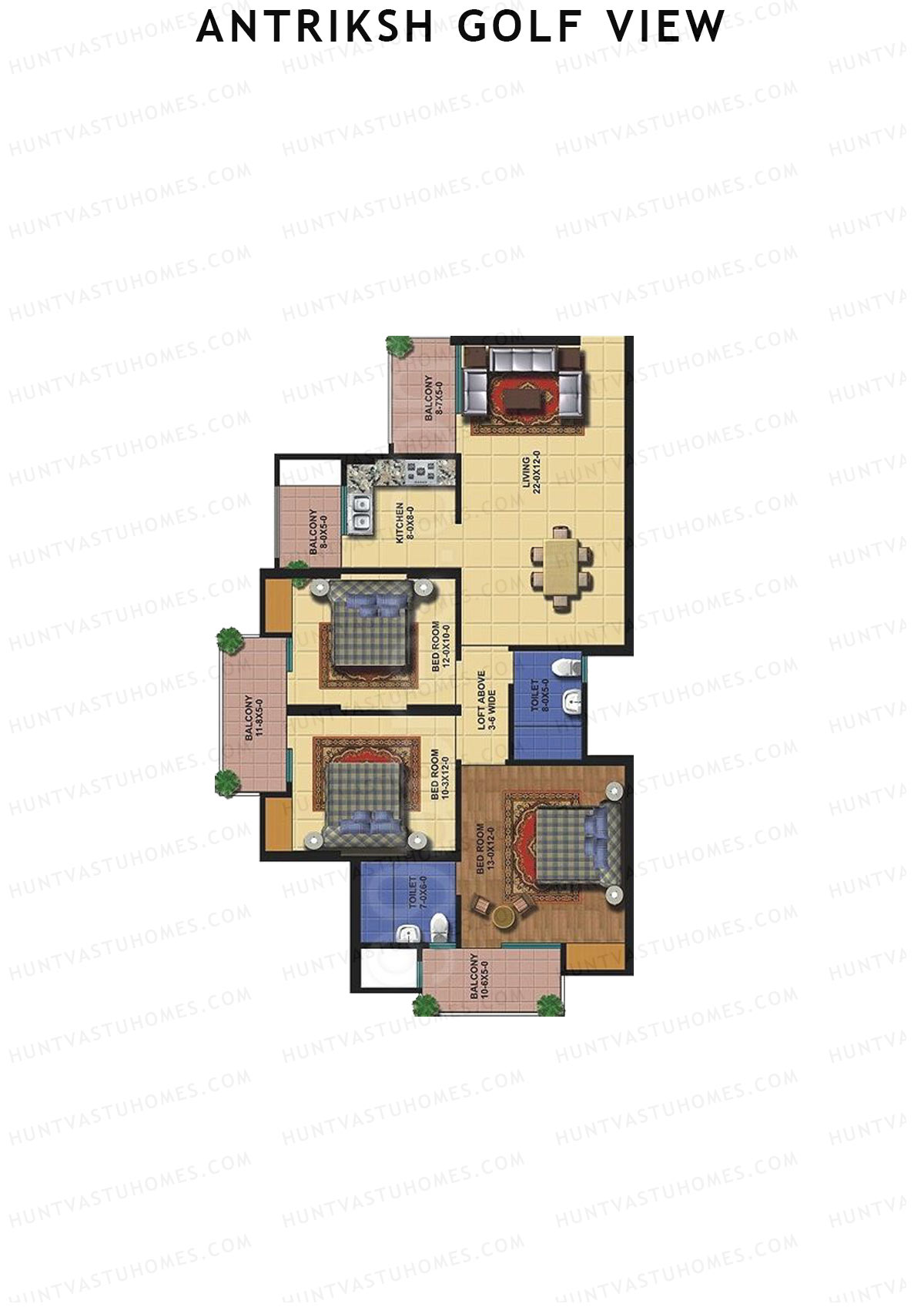 Antriksh Golf View Tower F Unit 4 Floor Plan