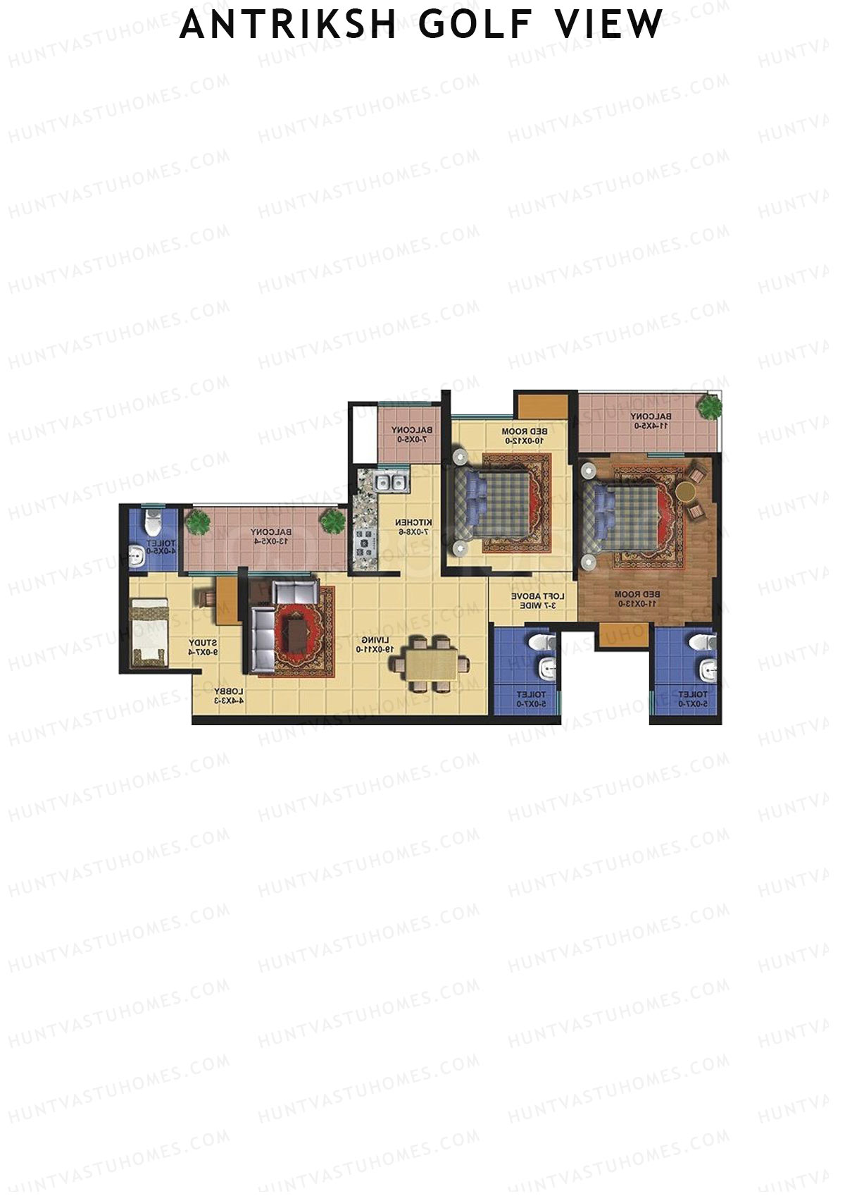 Antriksh Golf View Tower H Unit 1 Floor Plan