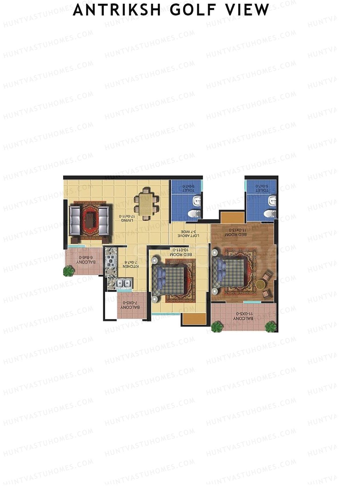 Antriksh Golf View Tower H Unit 2 Floor Plan