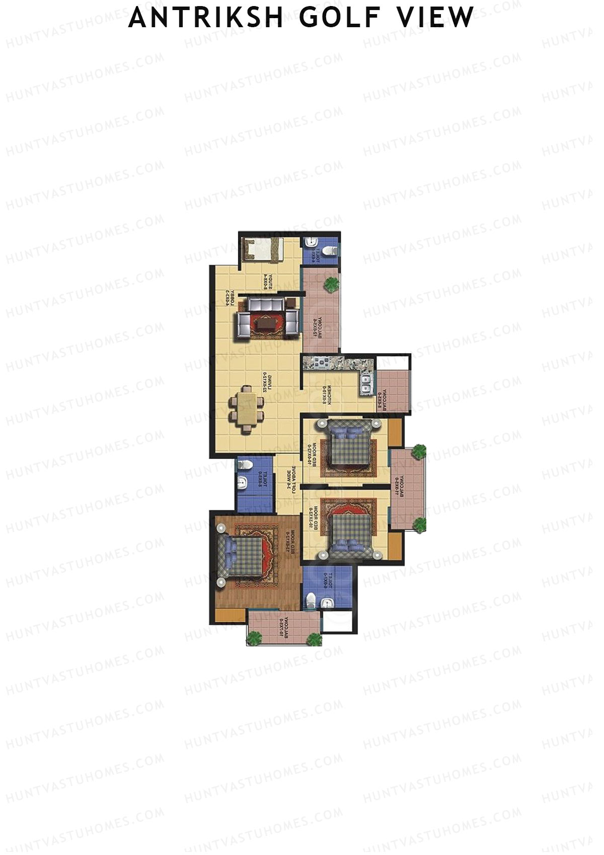 Antriksh Golf View Tower H Unit 3 Floor Plan