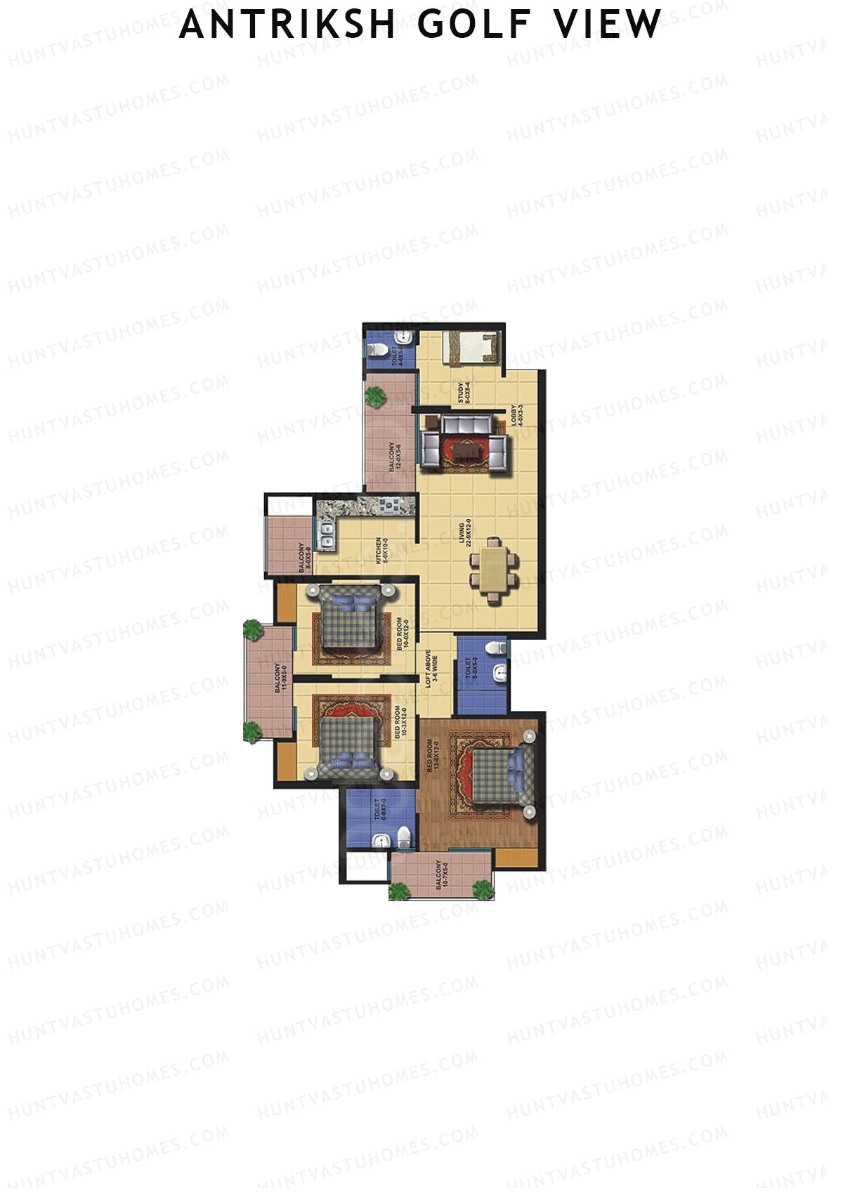 Antriksh Golf View Tower H Unit 4 Floor Plan
