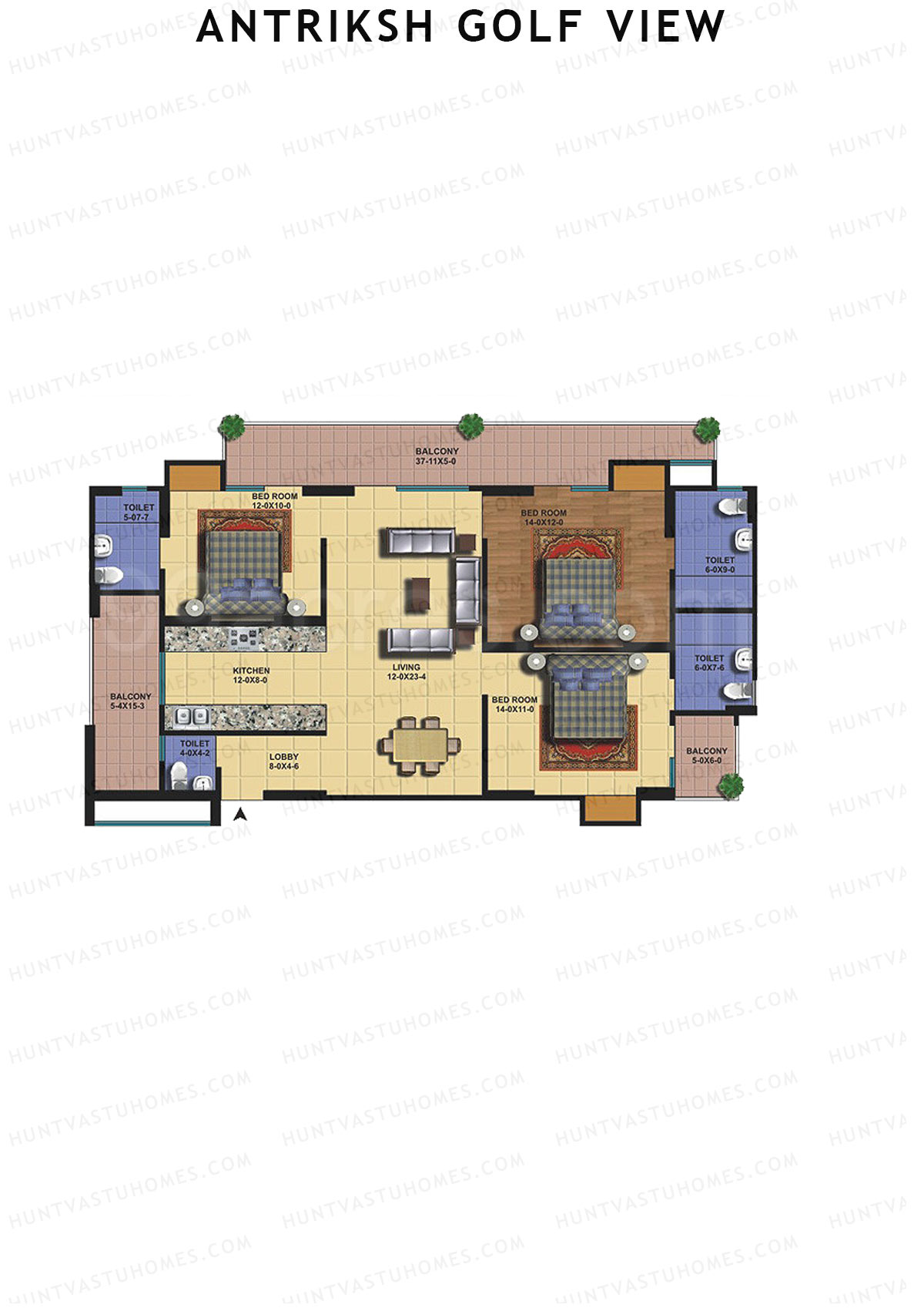 Antriksh Golf View Tower J Unit 1 Floor Plan