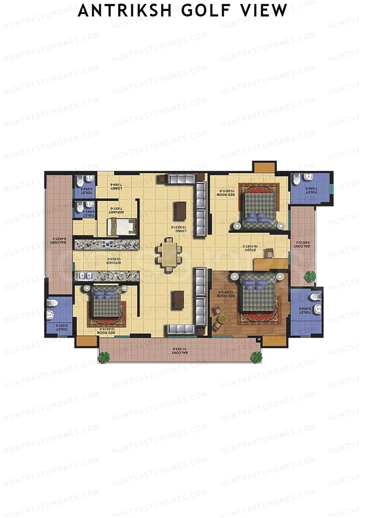 Antriksh Golf View Tower J Unit 2 Floor Plan
