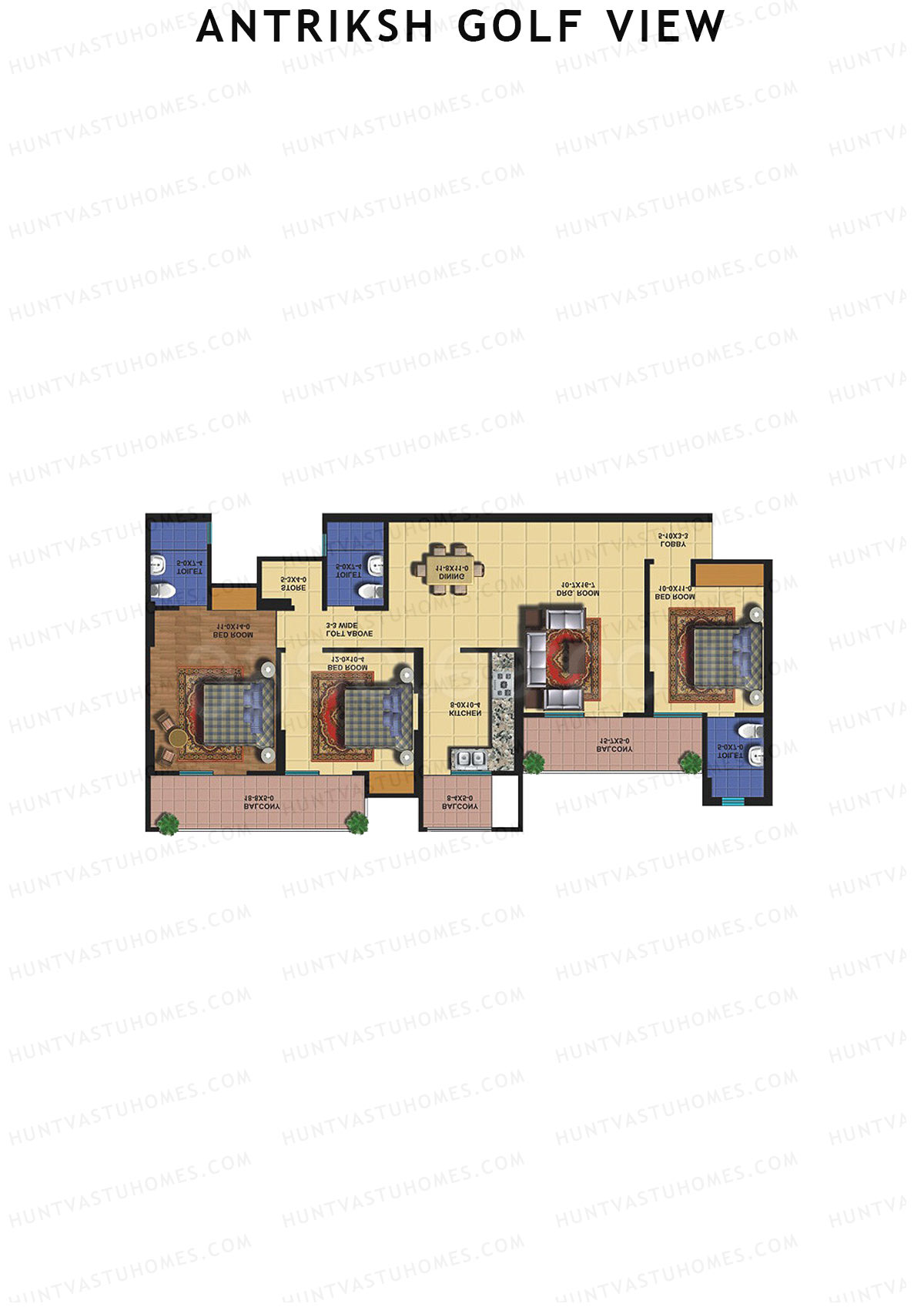 Antriksh Golf View Tower J Unit 3 Floor Plan