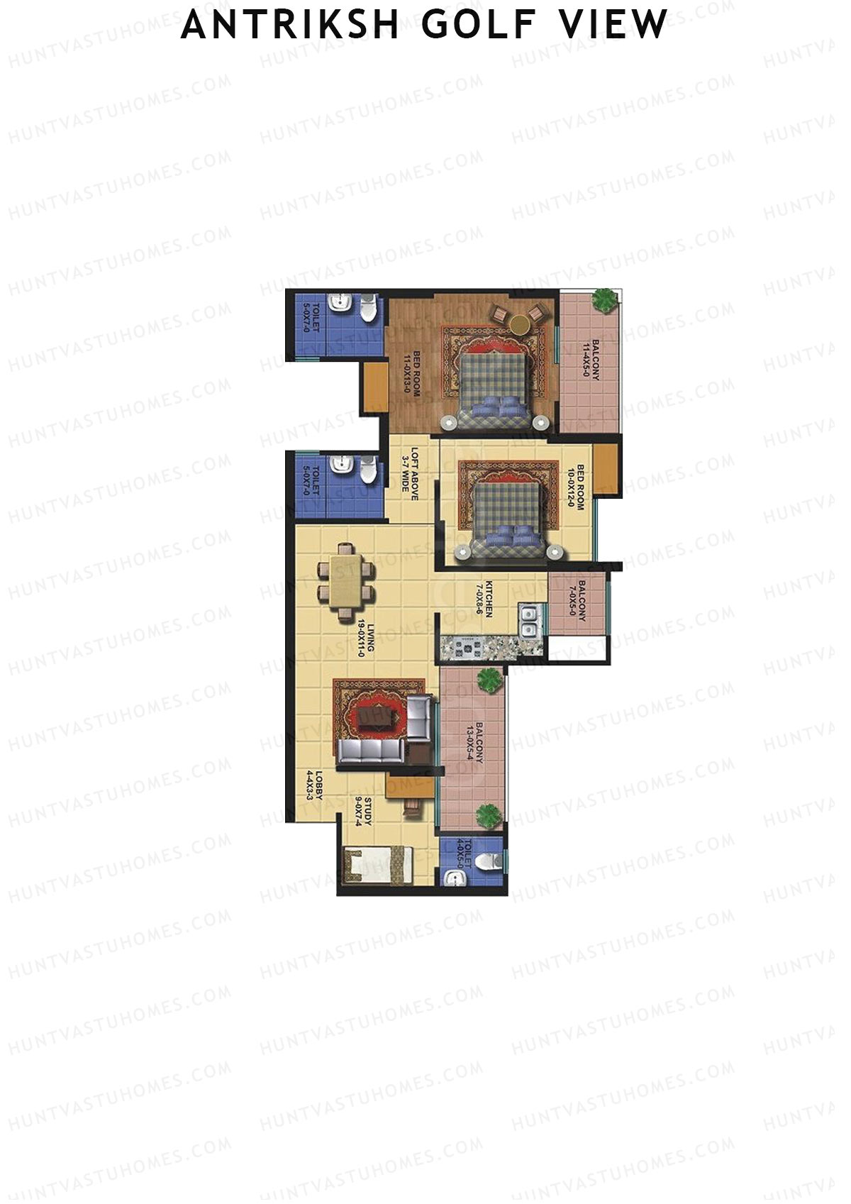 Antriksh Golf View Tower R Unit 4 Floor Plan