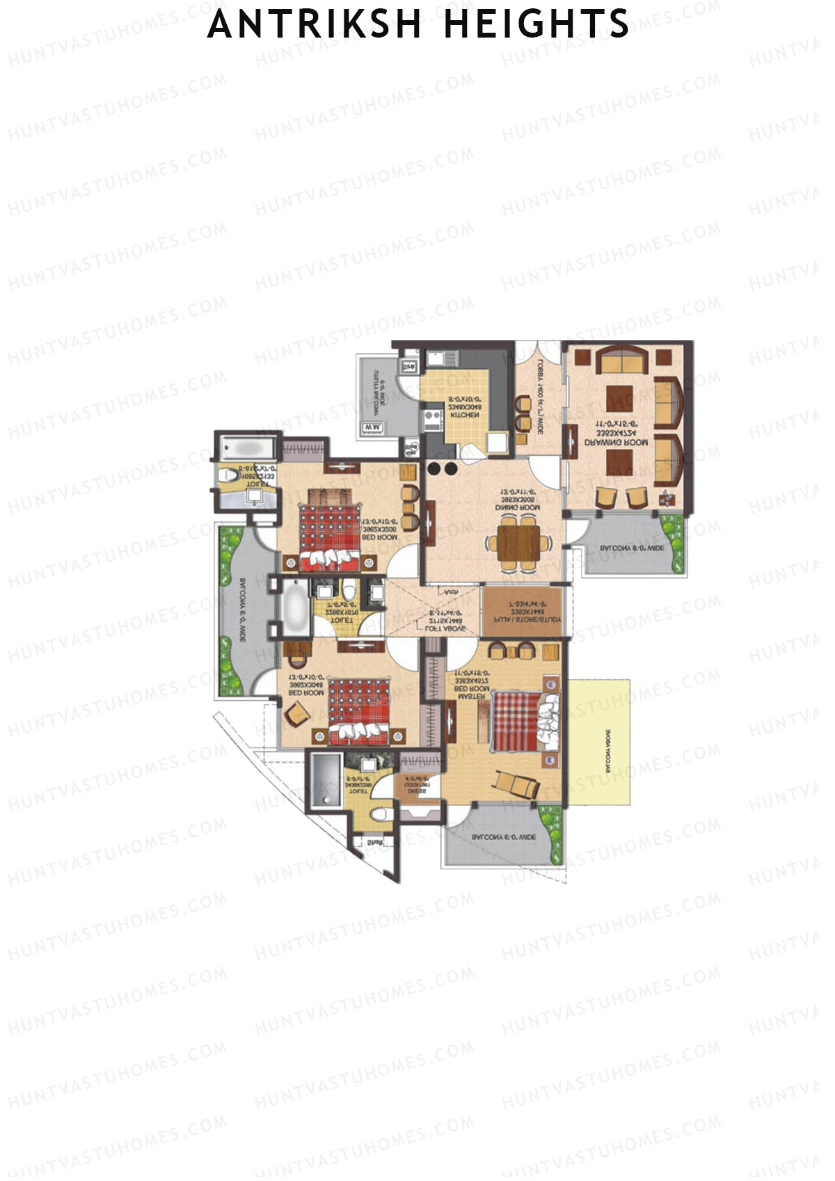 Antriksh Heights Tower AA Unit 3 Floor Plan