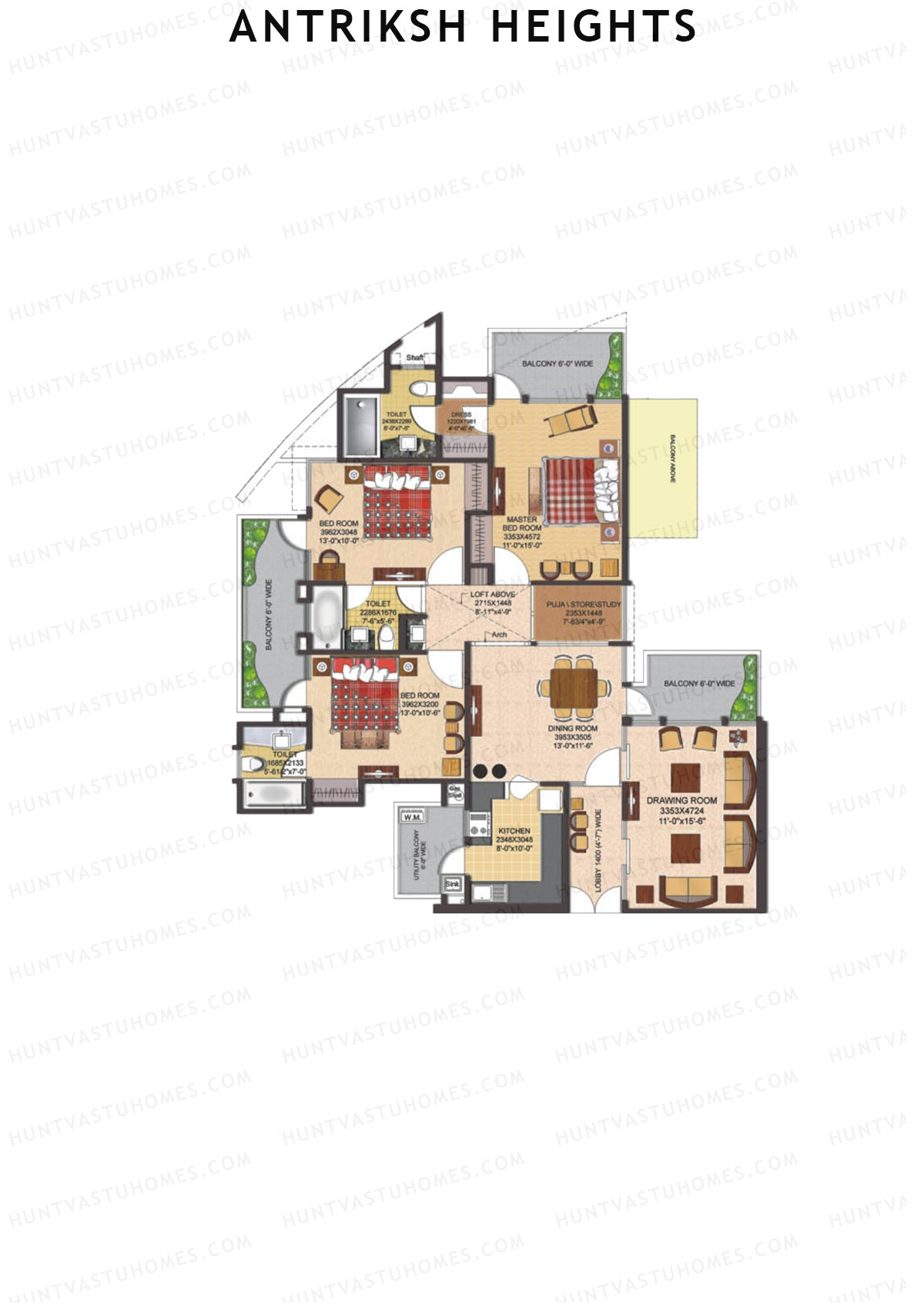 Antriksh Heights Tower AA Unit 4 Floor Plan