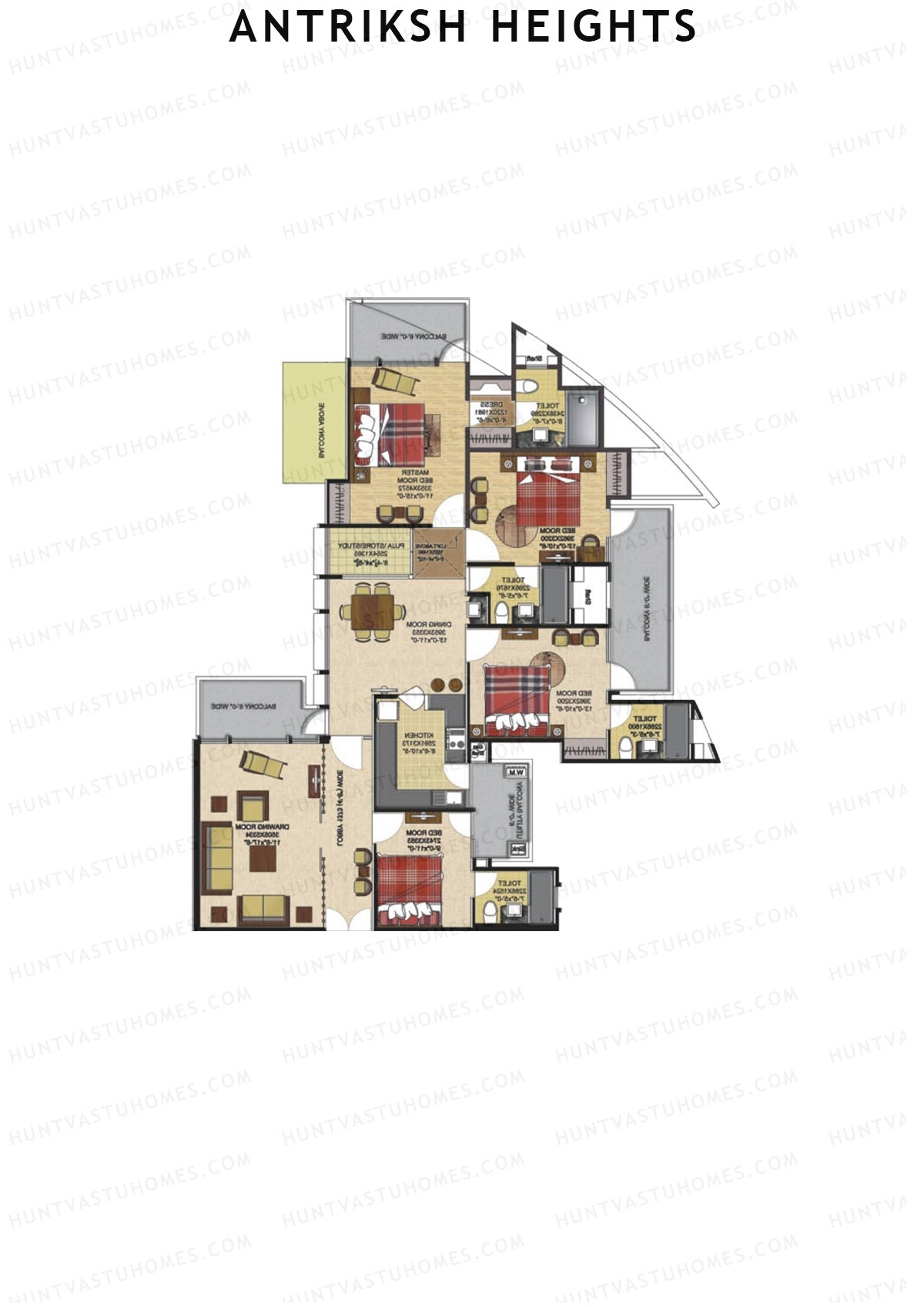 Antriksh Heights Tower AC Unit 1 Floor Plan