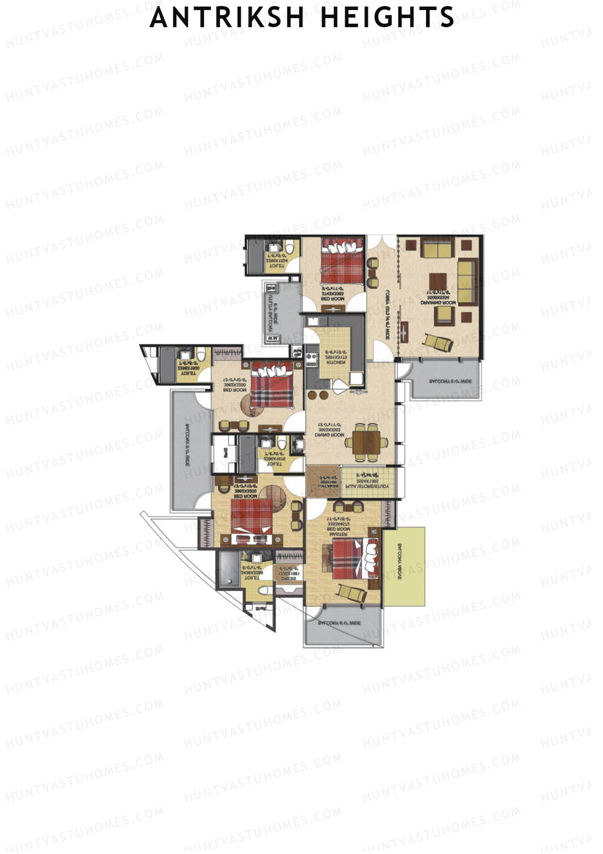 Antriksh Heights Tower AC Unit 3 Floor Plan