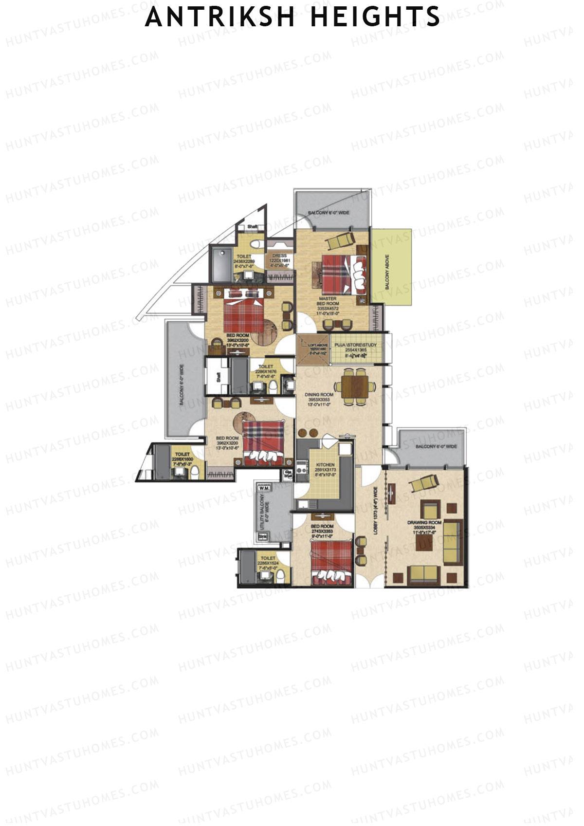 Antriksh Heights Tower AC Unit 4 Floor Plan