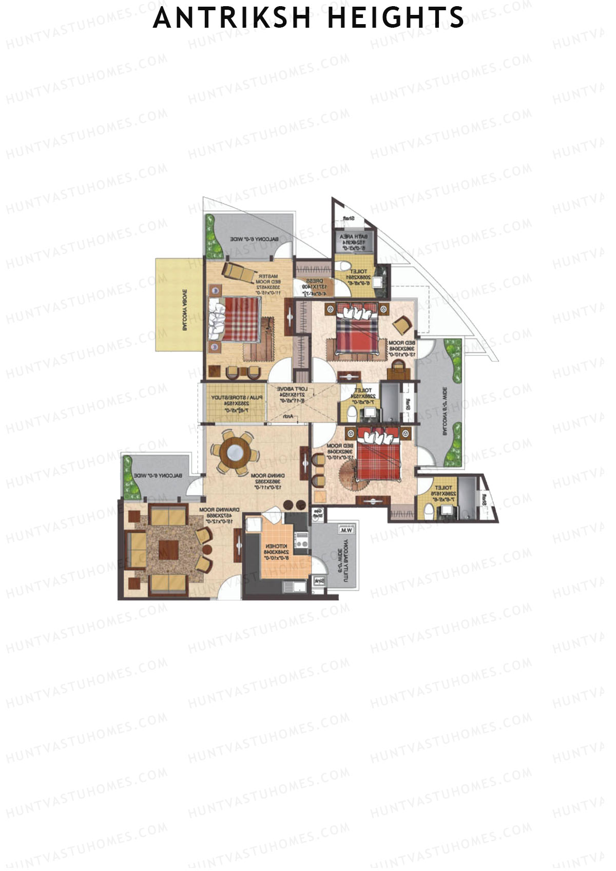 Antriksh Heights Tower AD Unit 1 Floor Plan