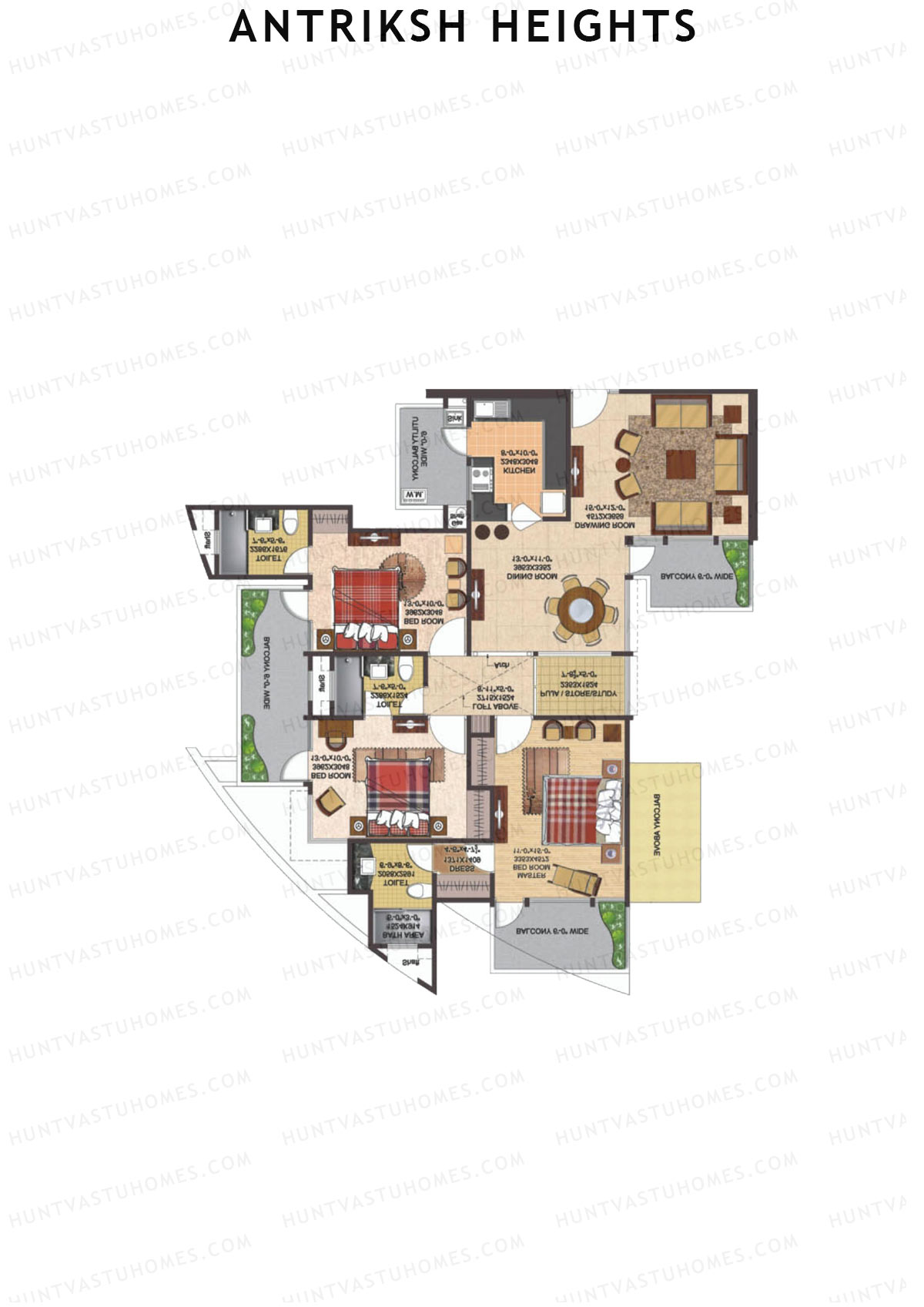 Antriksh Heights Tower AD Unit 3 Floor Plan