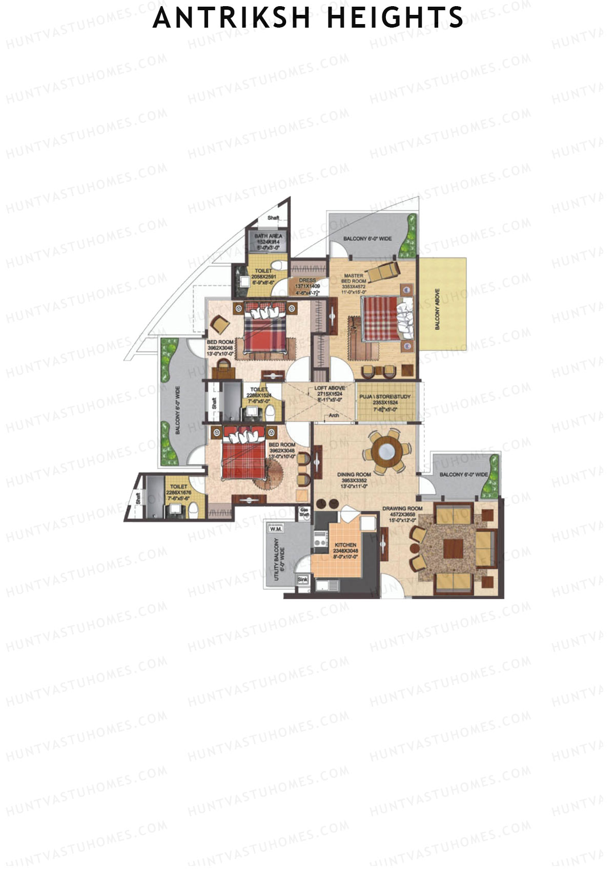 Antriksh Heights Tower AD Unit 4 Floor Plan