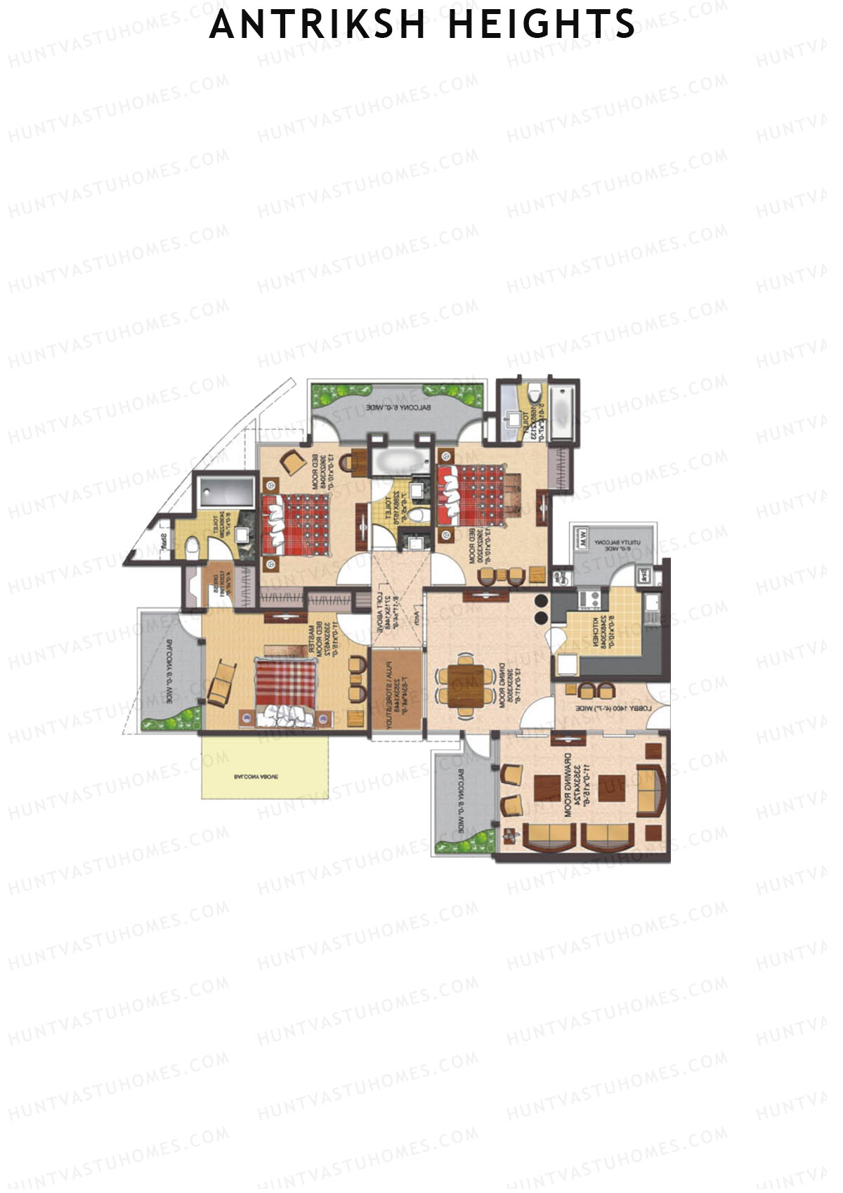 Antriksh Heights Tower AH Unit 3 Floor Plan