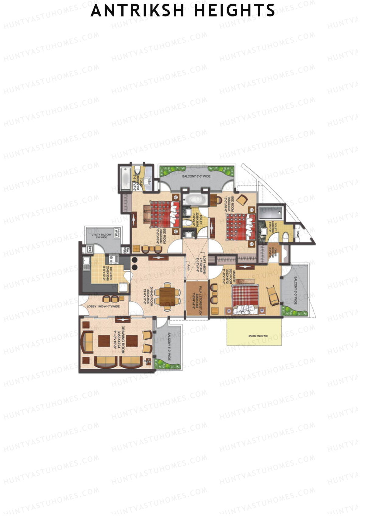Antriksh Heights Tower AH Unit 4 Floor Plan