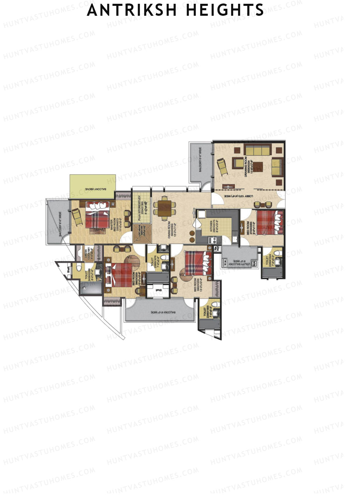 Antriksh Heights Tower AK Unit 2 Floor Plan