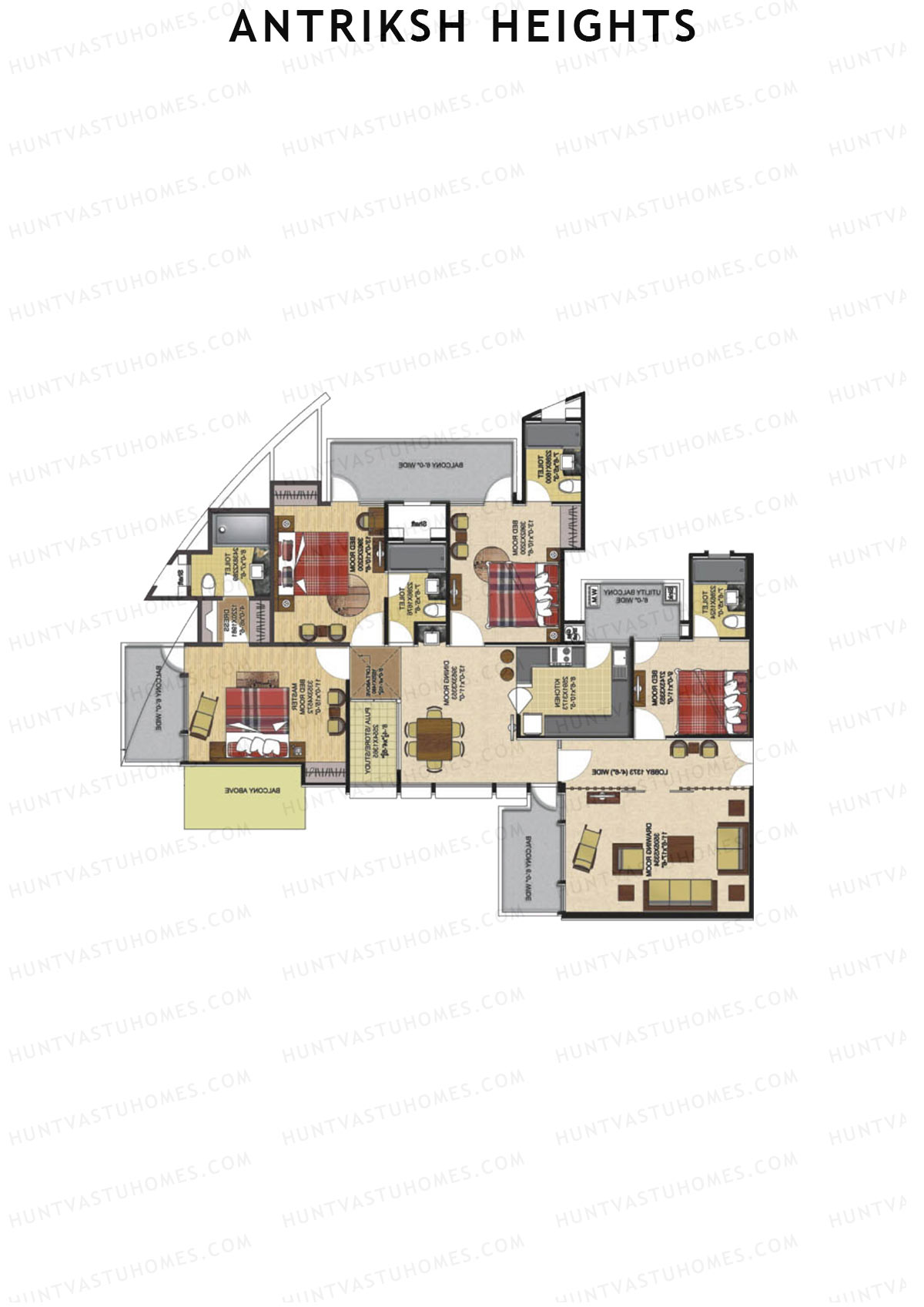 Antriksh Heights Tower AK Unit 3 Floor Plan