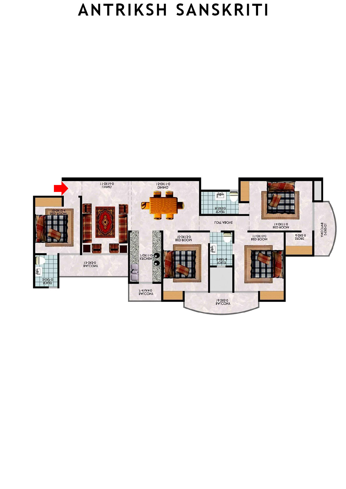 Antriksh Sanskriti Block B Unit 7 (Type 4) Floor Plan