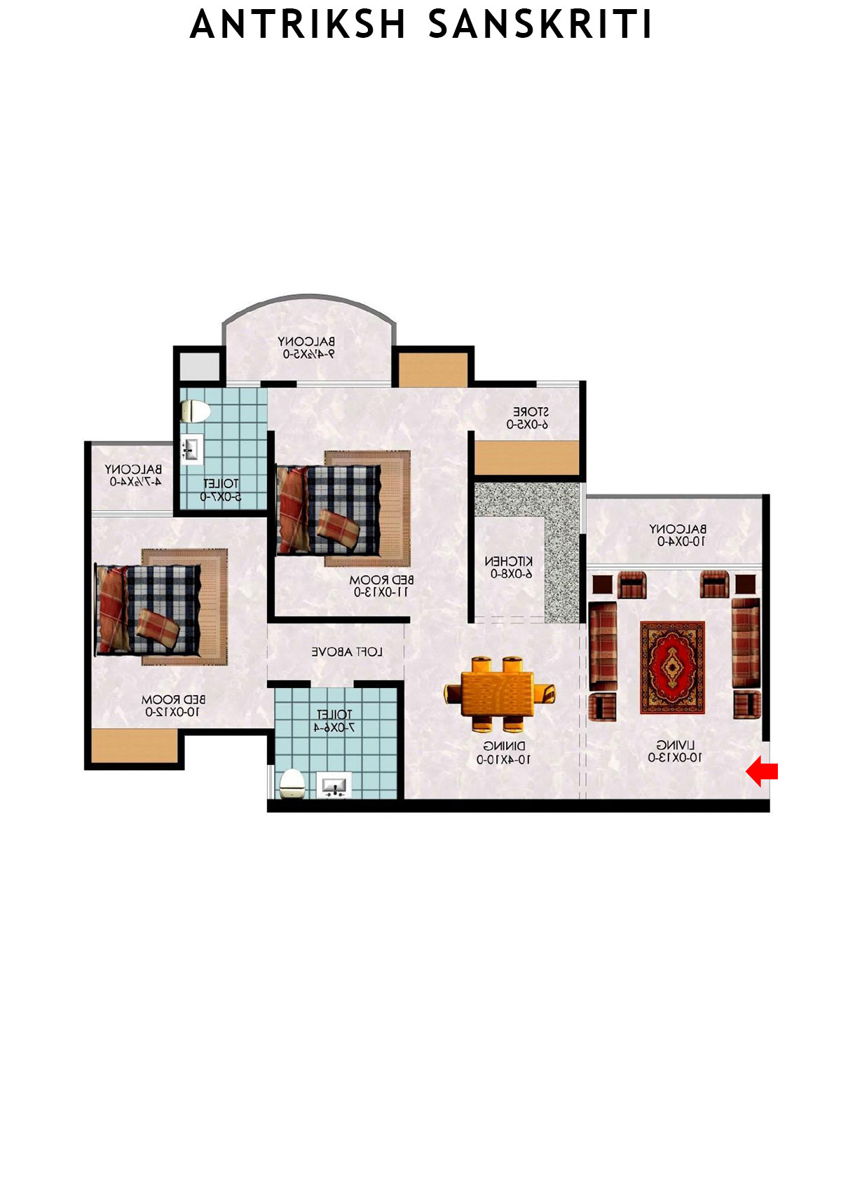Antriksh Sanskriti Block C Unit 3 (Type 2) Floor Plan