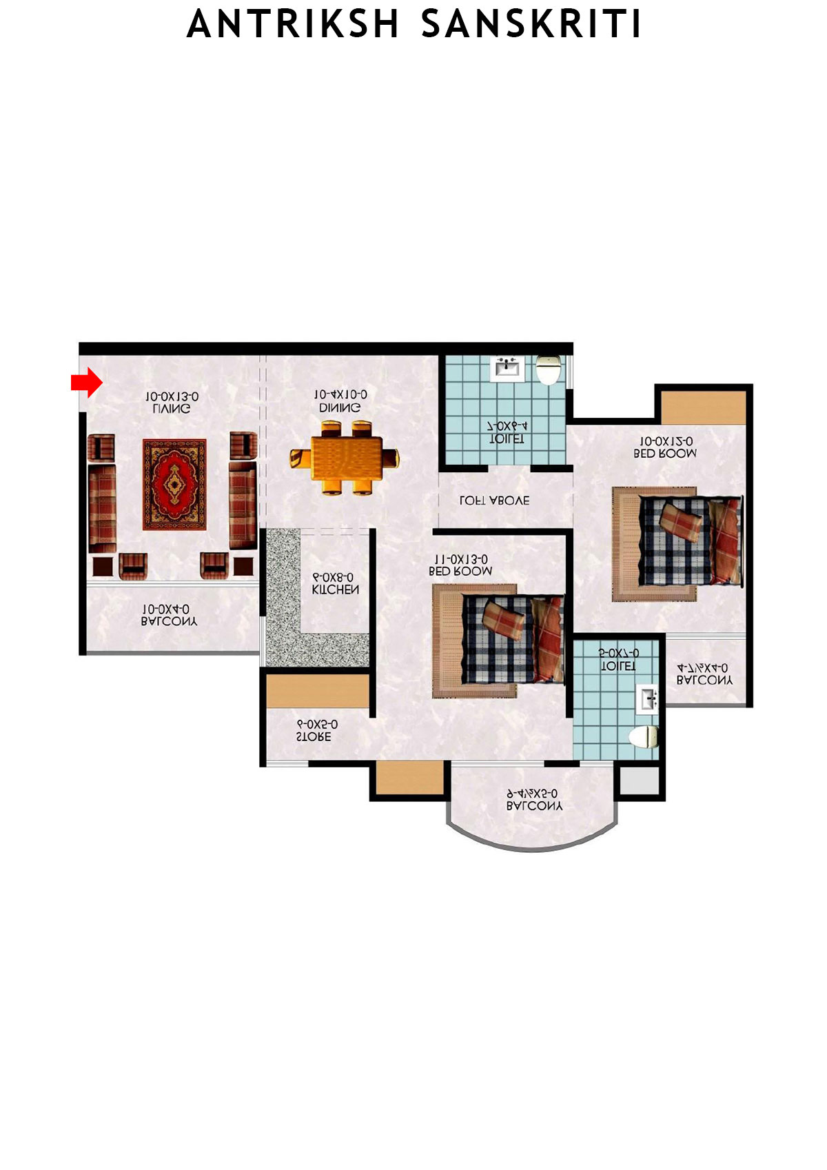 Antriksh Sanskriti Block C Unit 7 (Type 2) Floor Plan