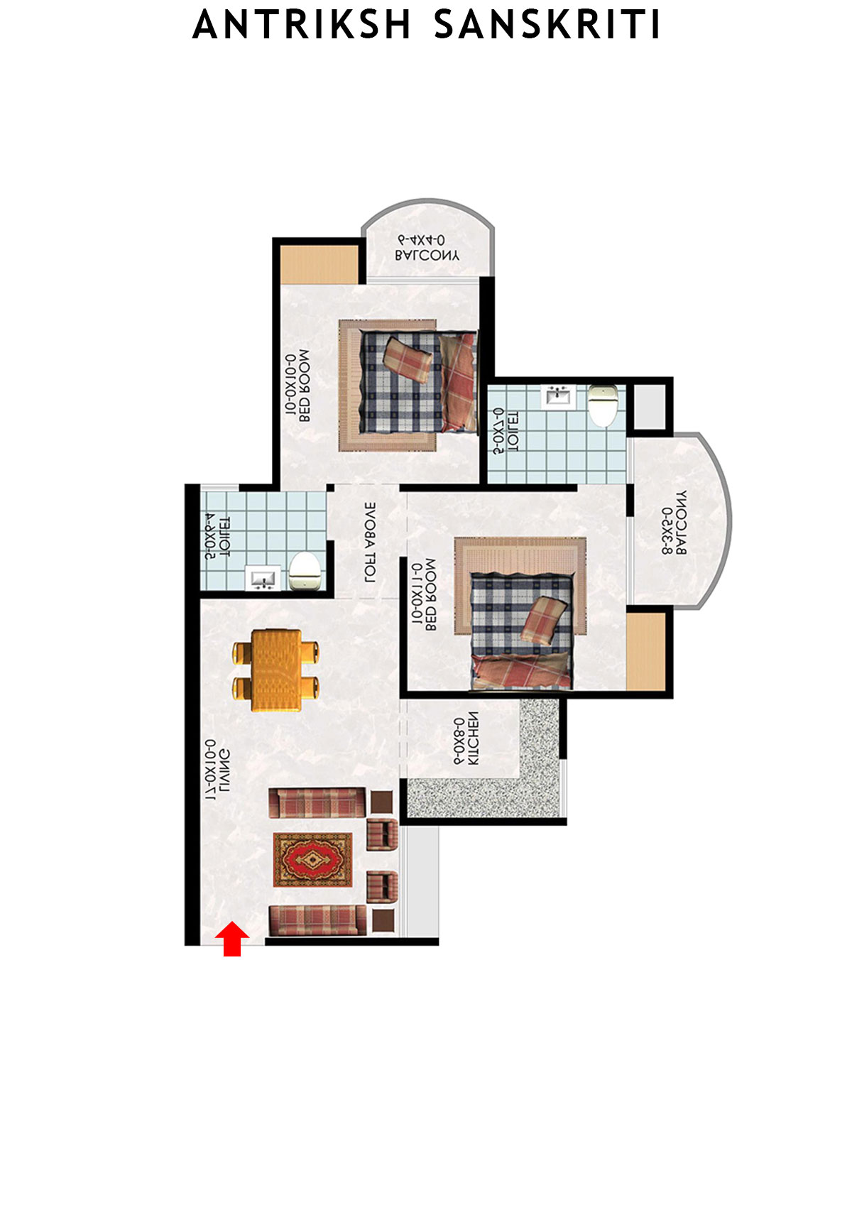 Antriksh Sanskriti Block H Unit 1 (Type 2A) Floor Plan