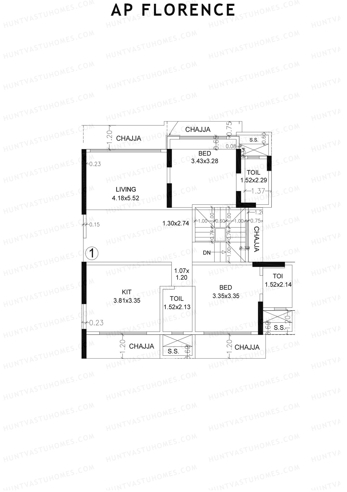 AP Florence Tower 1 Unit 1 (Type DU) Floor Plan